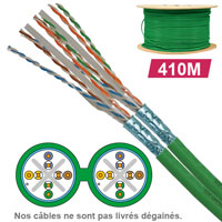Câble réseau cuivre CAT6 FUTP, paires 2x4,  en touret : longueur : 410m