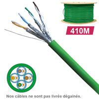 Câble réseau cuivre CAT6A  UFTP, paires 1x4, en touret : longueur : 410m