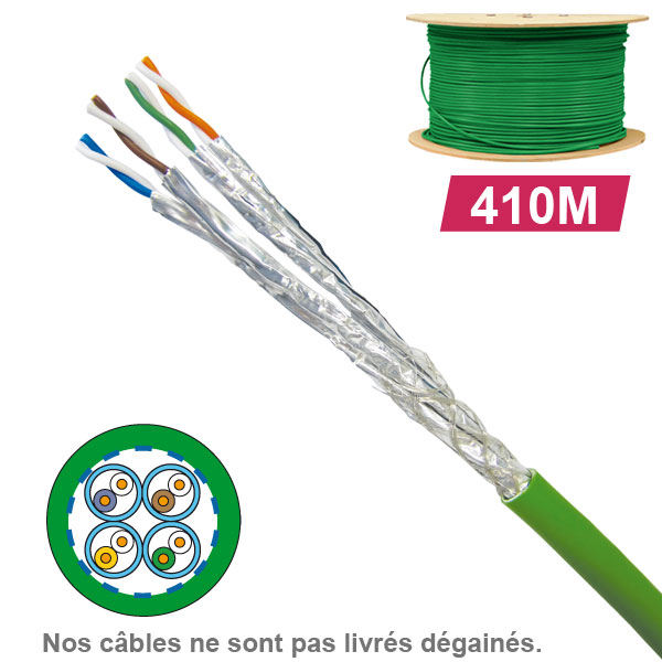 Câble réseau cuivre CAT7A SFTP, paires : 1x4, en touret : longueur : 410m