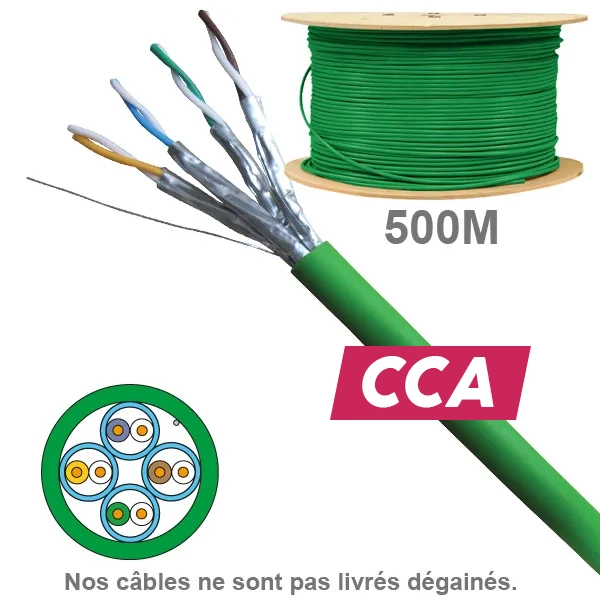 CABLE CAT6A UFTP LSZH CCA 1X4P TOURET 500M (Prix au M)