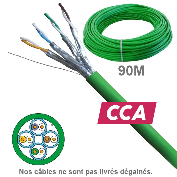 CABLE CAT6A UFTP LSZH CCA 1X4P Couronne 90M