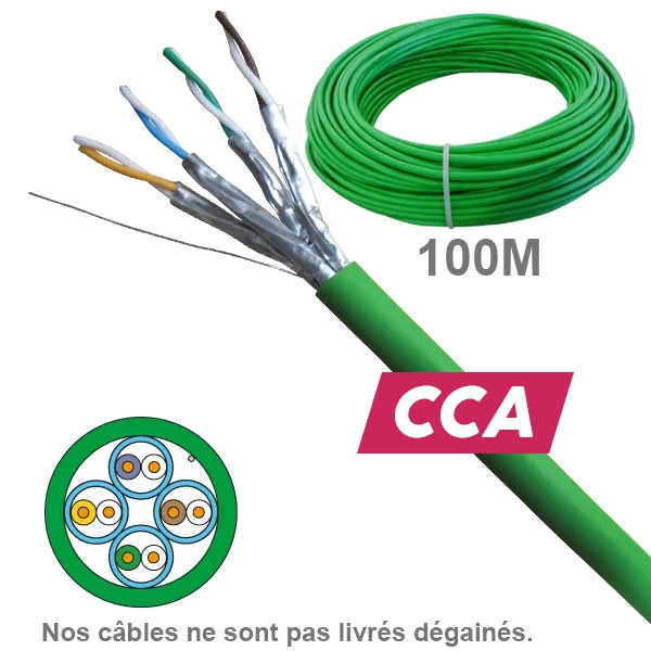 CABLE CAT6A UFTP LSZH CCA 1X4P Couronne 100M