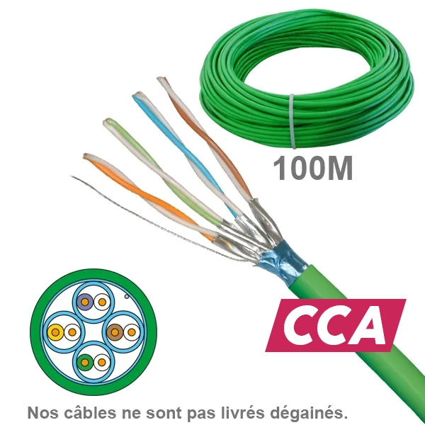 CABLE CAT6A FFTP LSZH CCA 1X4P Couronne 100M