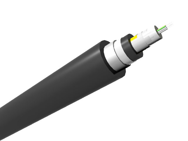 Câble optique Central Loose tube renforcé, armé acier à gaine PEHD, 6 fibres, mode OM3 50/125