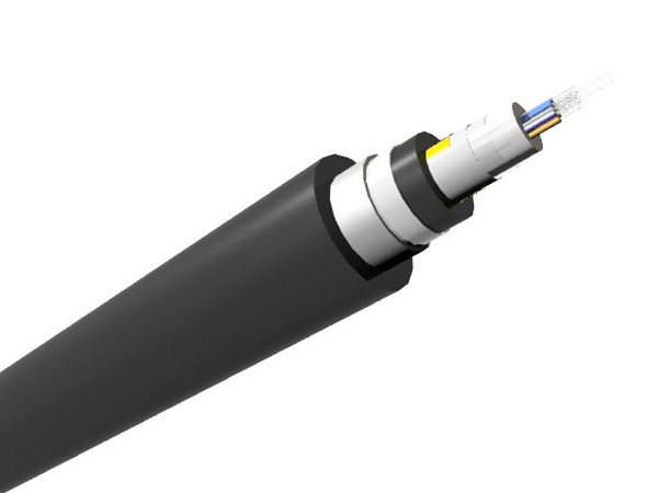 Câble optique Central Loose tube renforcé, armé acier à gaine PEHD, 12 fibres, mode OM3 50/125