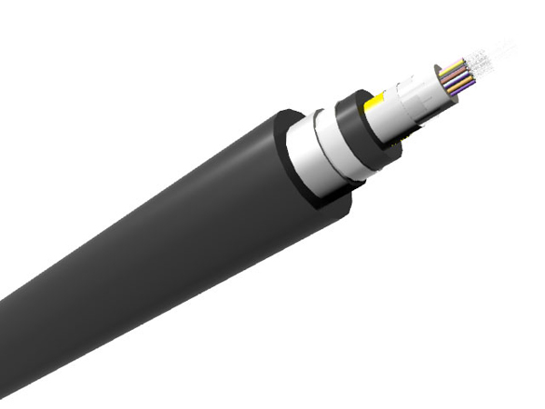Câble optique Central Loose tube renforcé, armé acier à gaine PEHD, 24 fibres, mode OS1/2 9/125