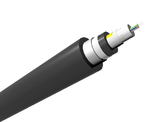 Câble optique Central Loose tube renforcé, armé acier à gaine PEHD, 8 fibres, mode OM5 50/125