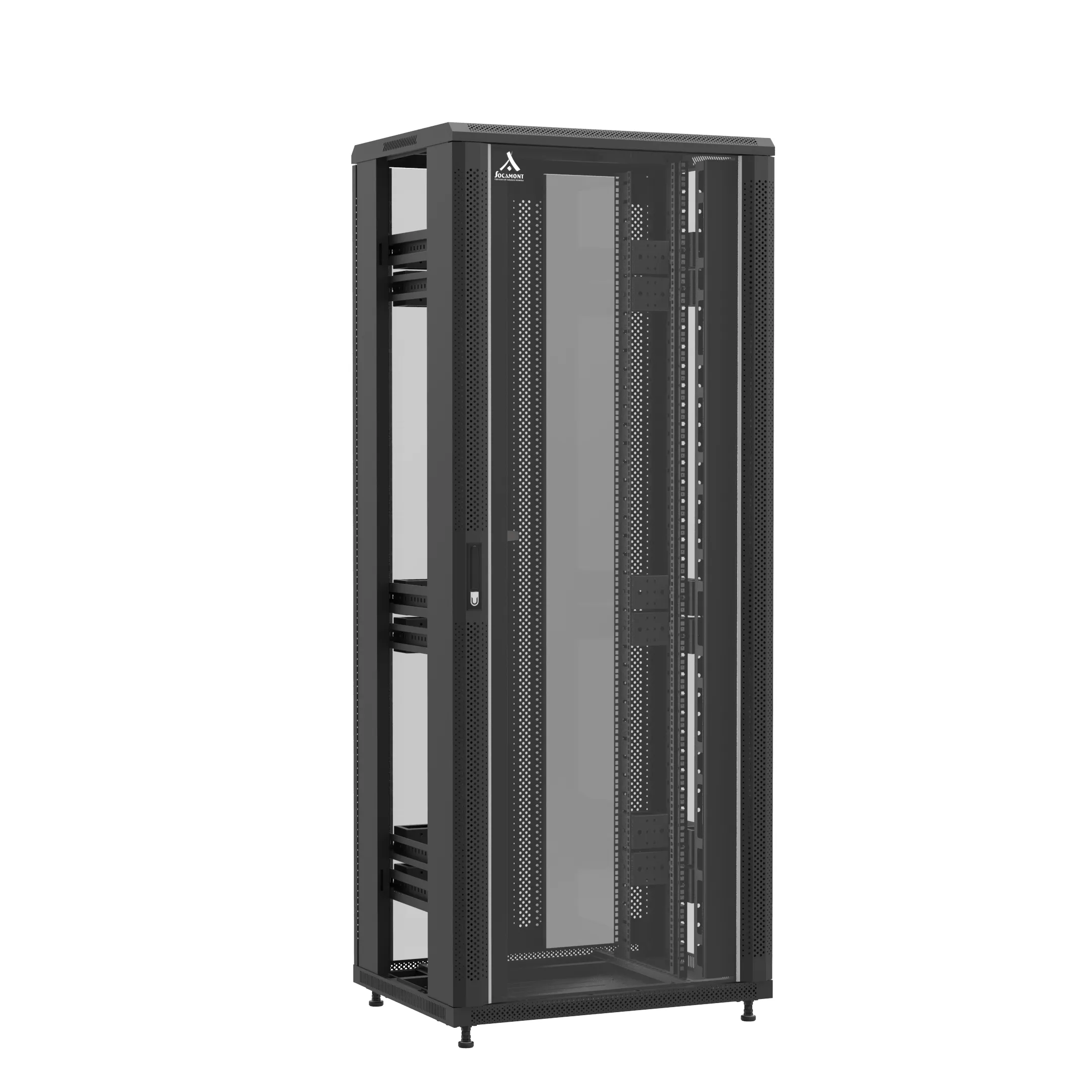 Baie montée Ligne 1200 42U 800x600mm, porte avant : Simple Verre, porte arrière : Double Verre, sans panneaux latéraux