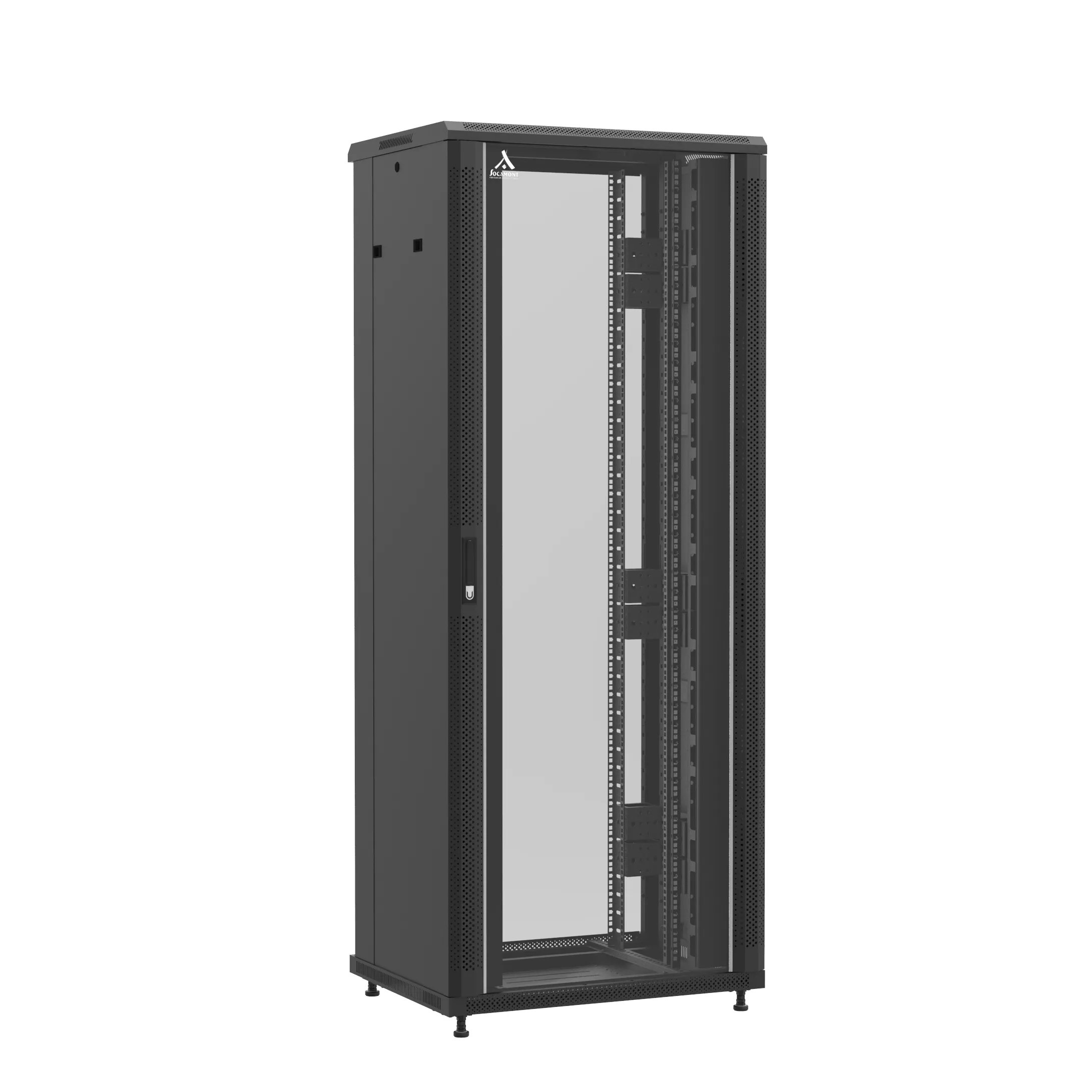 Baie montée Ligne 1200 42U 800x600mm, porte avant : Simple Verre, porte arrière : Sans Porte, avec panneaux latéraux