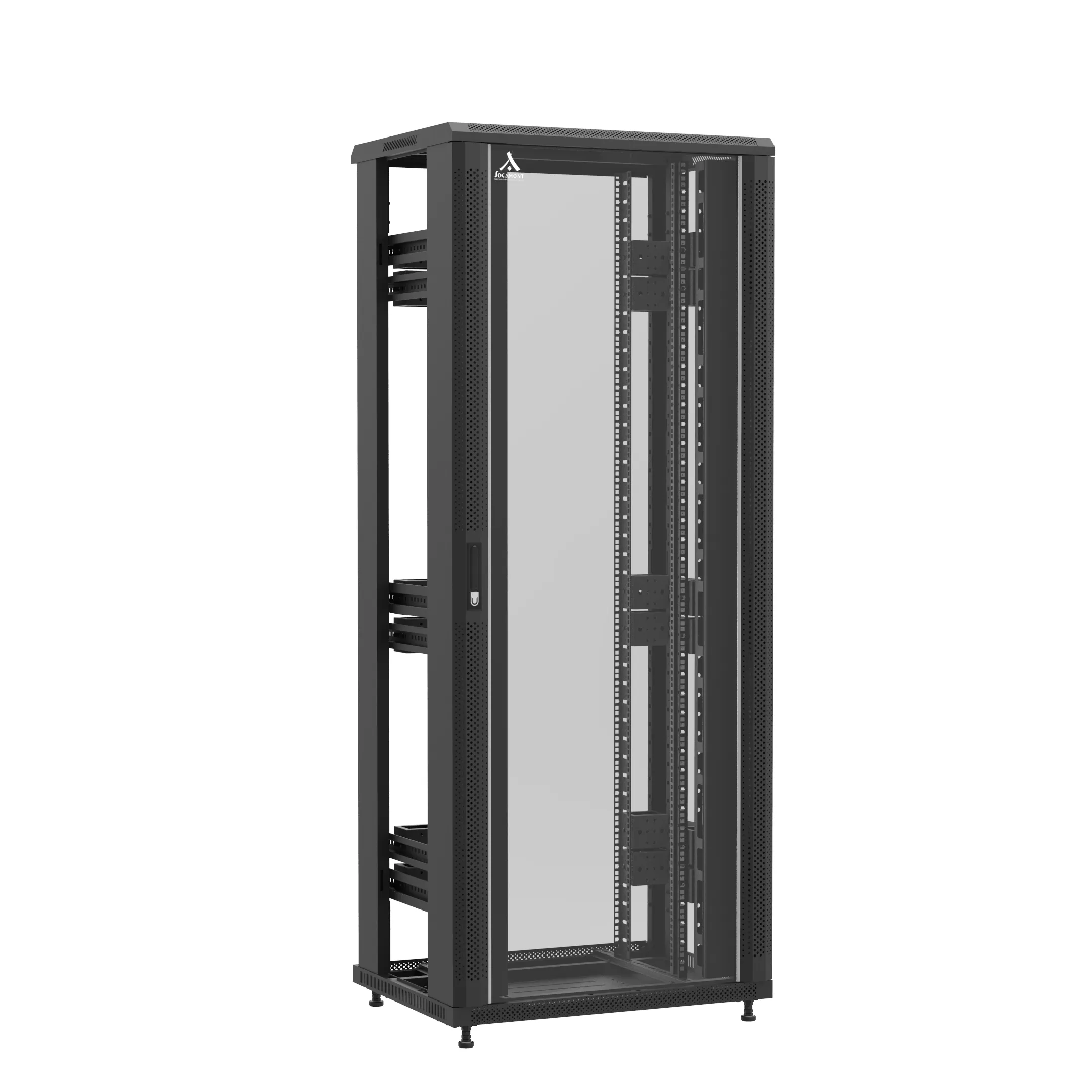 Baie montée Ligne 1200 42U 800x600mm, porte avant : Simple Verre, porte arrière : Sans Porte, sans panneaux latéraux