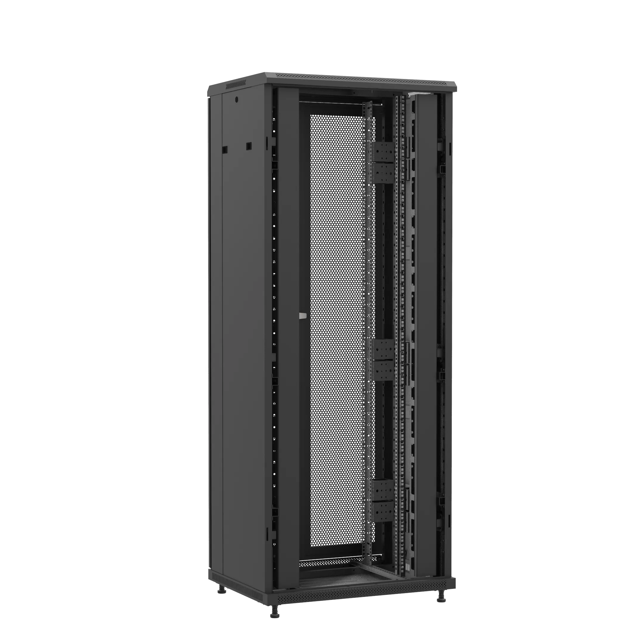 Baie montée Ligne 1200 42U 800x600mm, porte avant : Sans Porte, porte arrière : Double Nid d'Abeille, avec panneaux latéraux