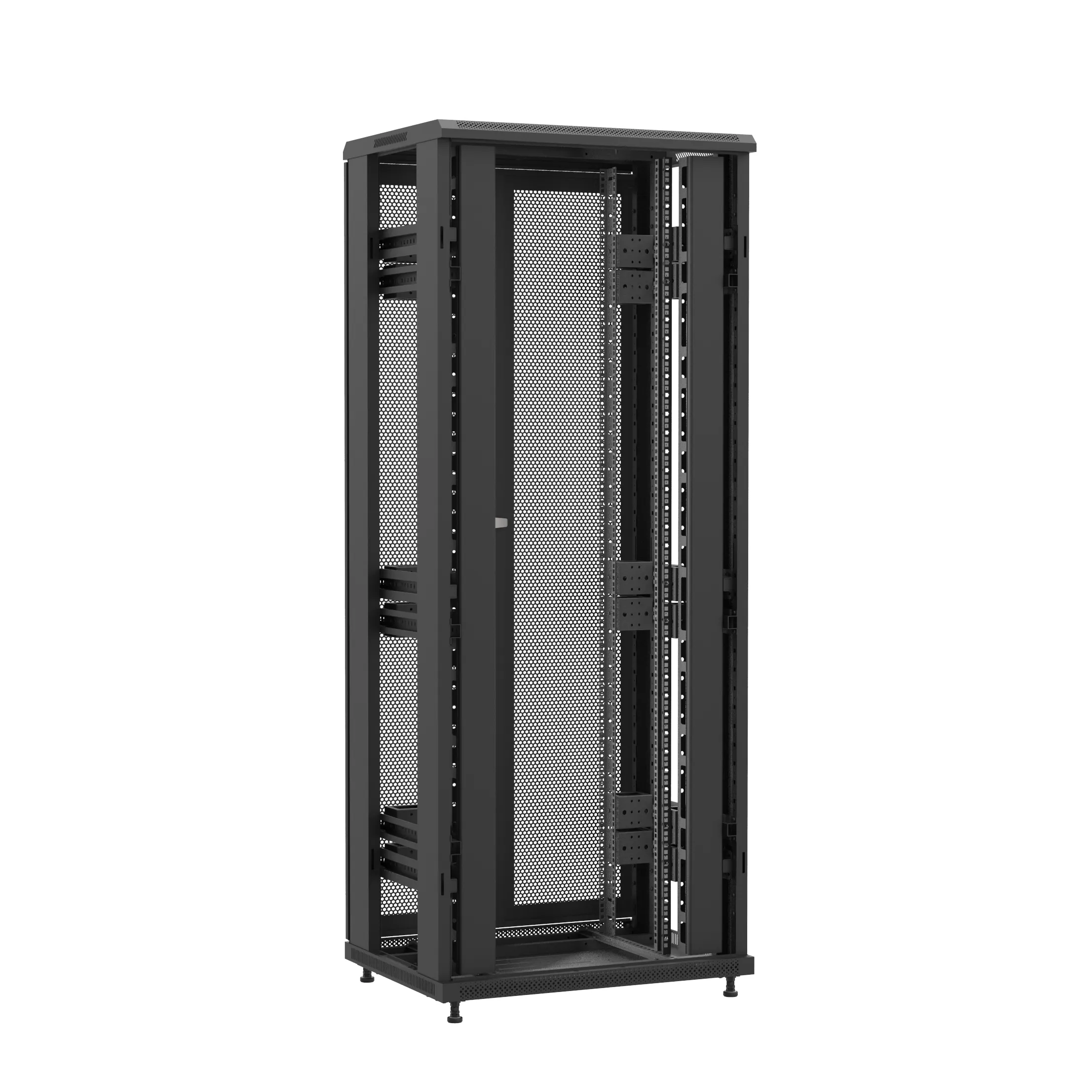 Baie montée Ligne 1200 42U 800x600mm, porte avant : Sans Porte, porte arrière : Double Nid d'Abeille, sans panneaux latéraux