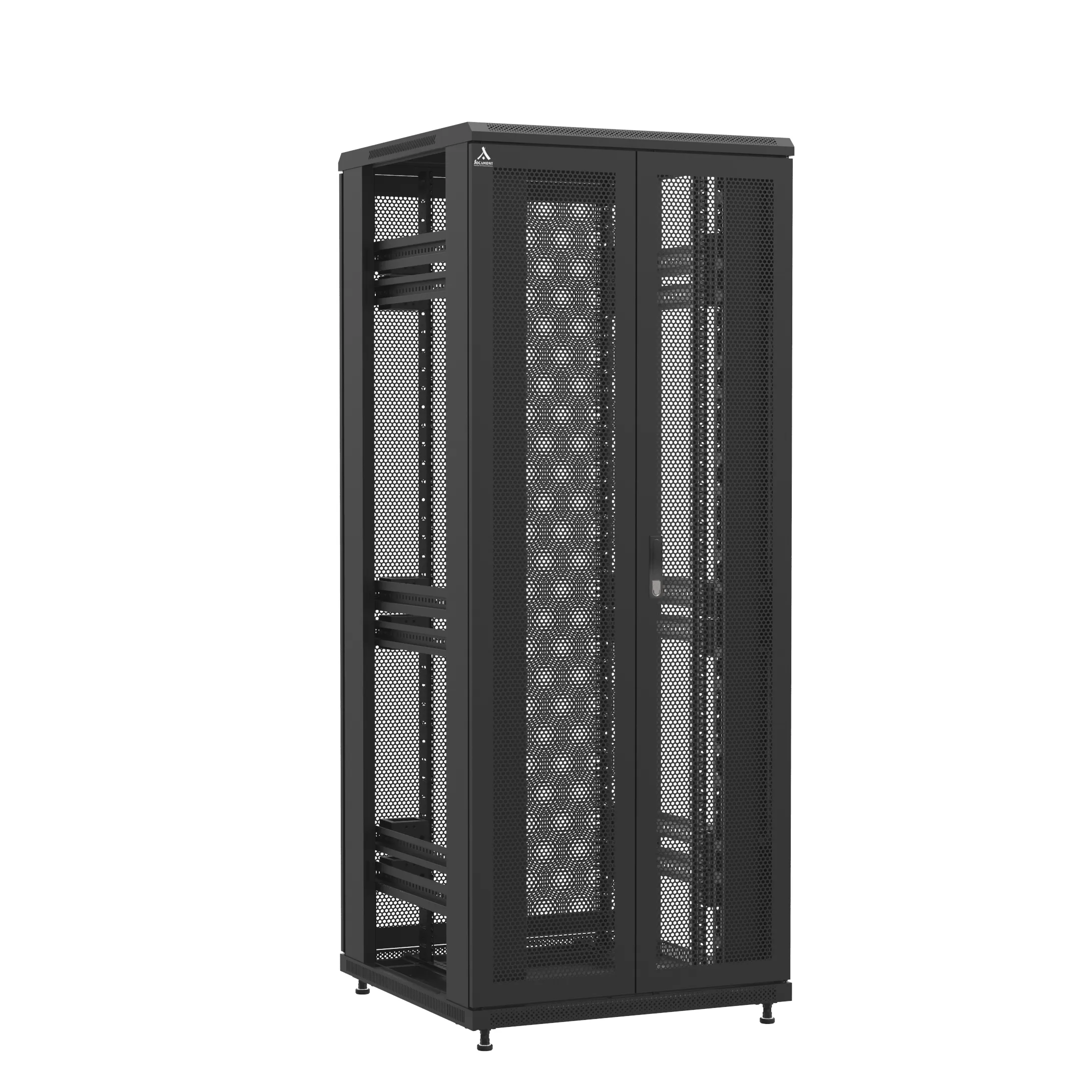 Baie en kit Ligne 1200 42U 800x800mm, porte avant : Double Nid d'Abeille, porte arrière : Double Nid d'Abeille, sans panneaux latéraux