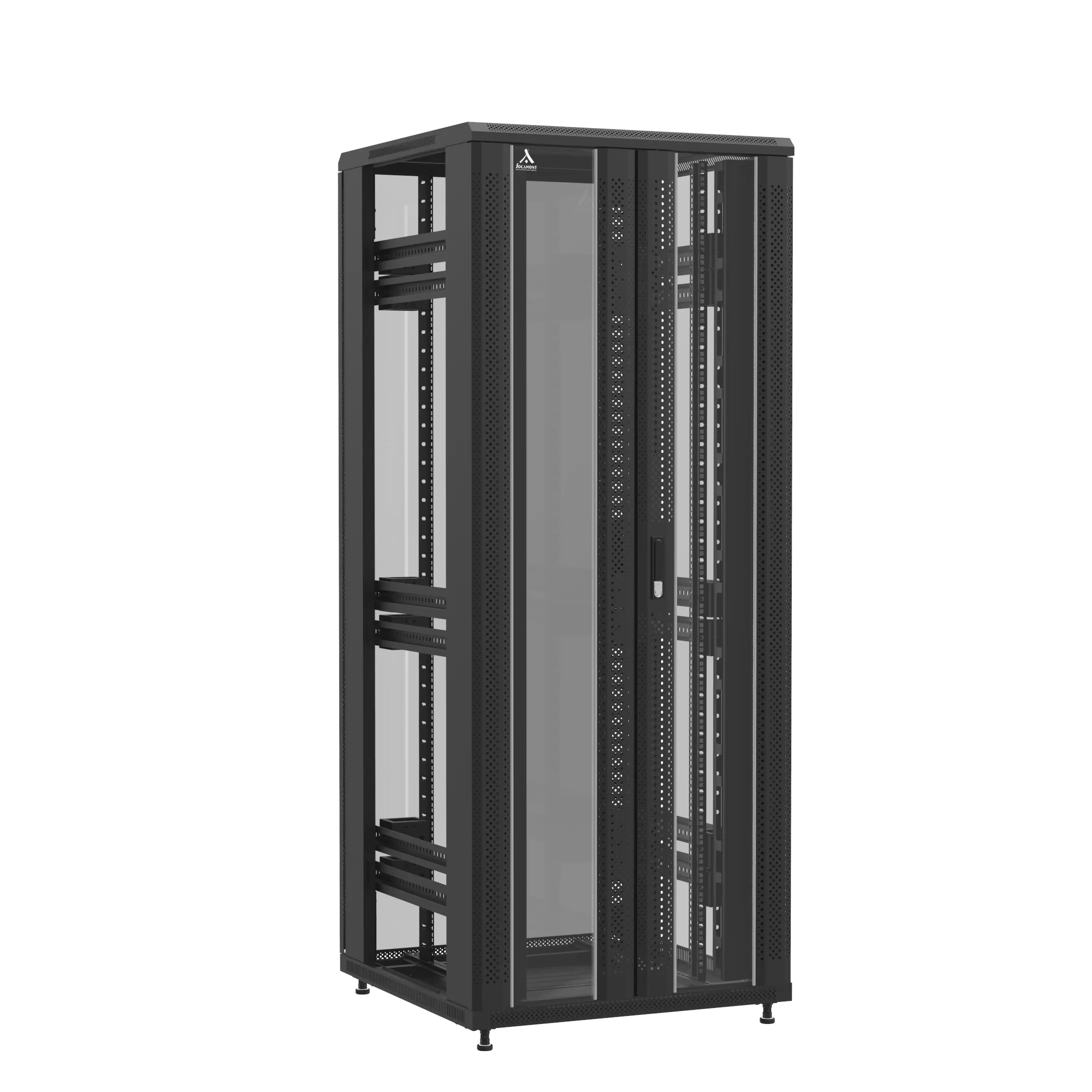 Baie en kit Ligne 1200 42U 800x800mm, porte avant : Double Verre, porte arrière : Simple Verre, sans panneaux latéraux