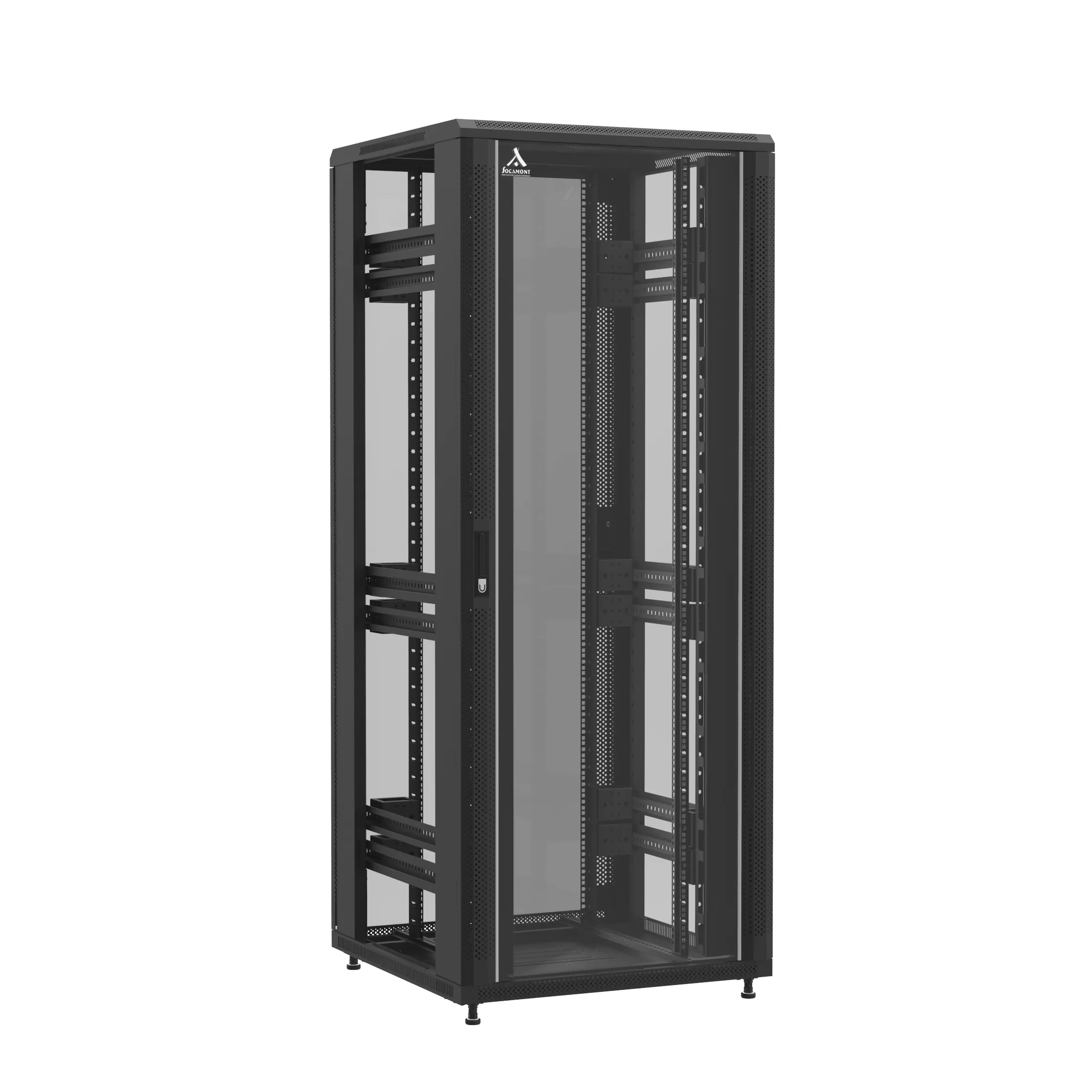 Baie en kit Ligne 1200 42U 800x800mm, porte avant : Simple Verre, porte arrière : Simple Verre, sans panneaux latéraux