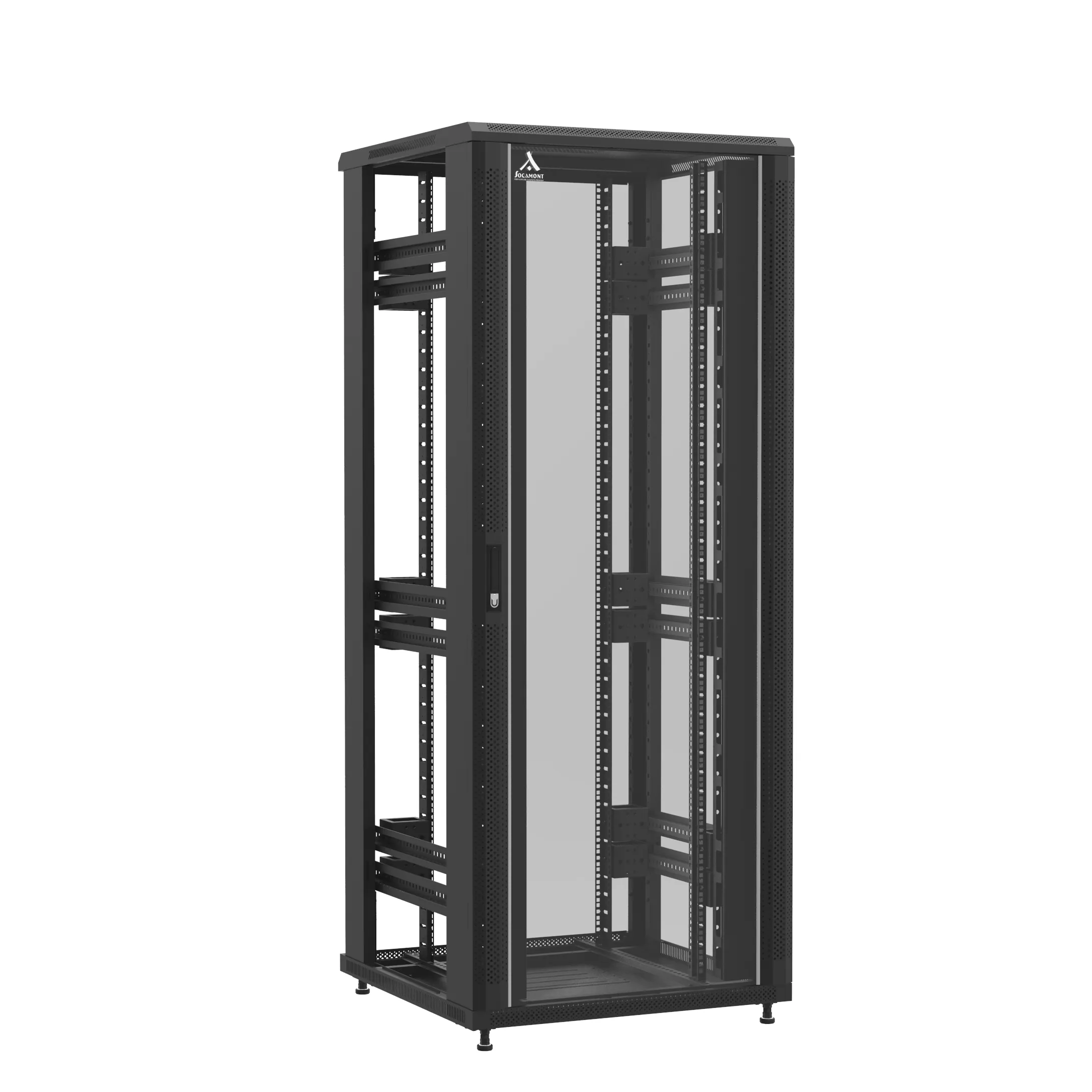 Baie en kit Ligne 1200 42U 800x800mm, porte avant : Simple Verre, porte arrière : Sans Porte, sans panneaux latéraux