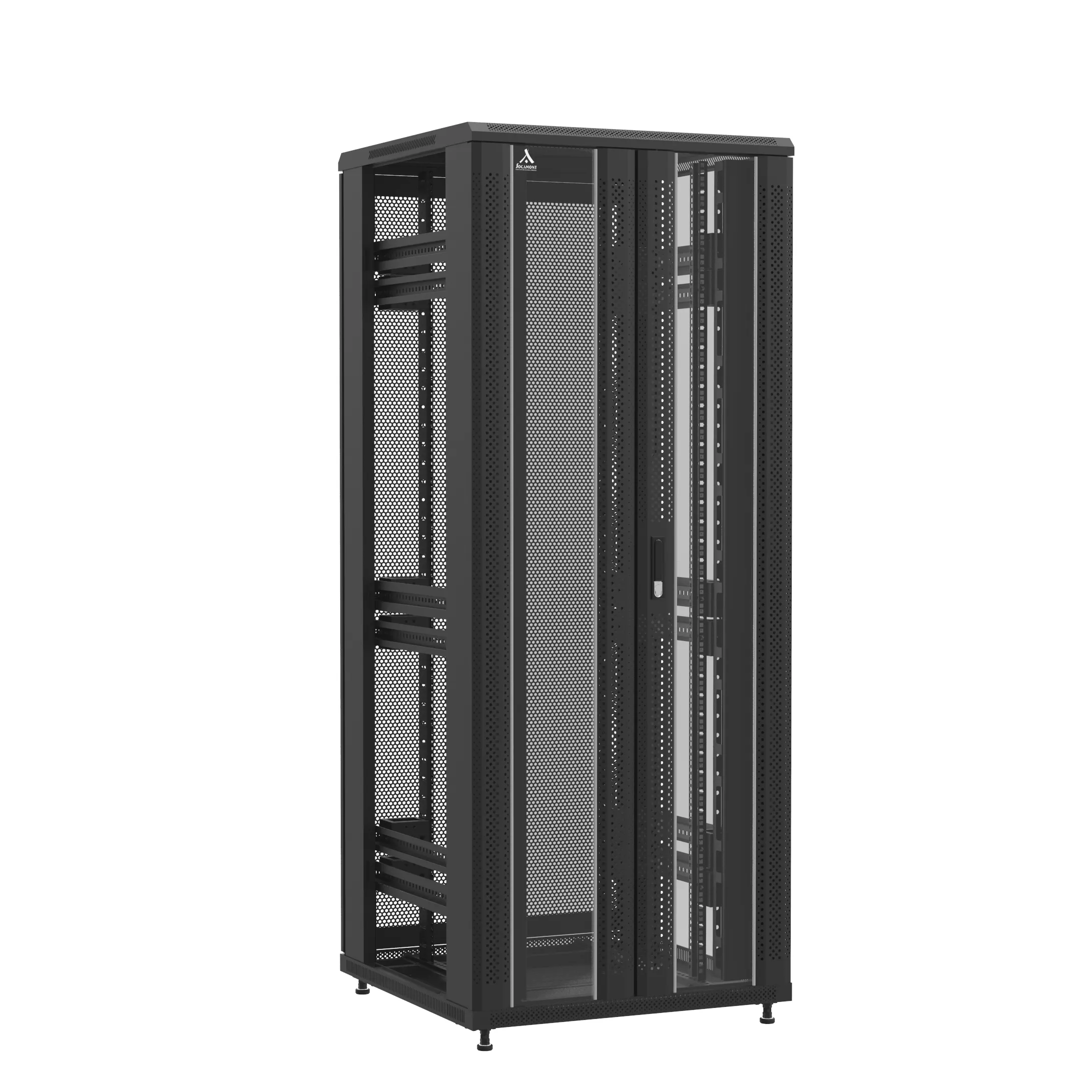 Baie montée Ligne 1200 42U 800x800mm, porte avant : Double Verre, porte arrière : Double Nid d'Abeille, sans panneaux latéraux