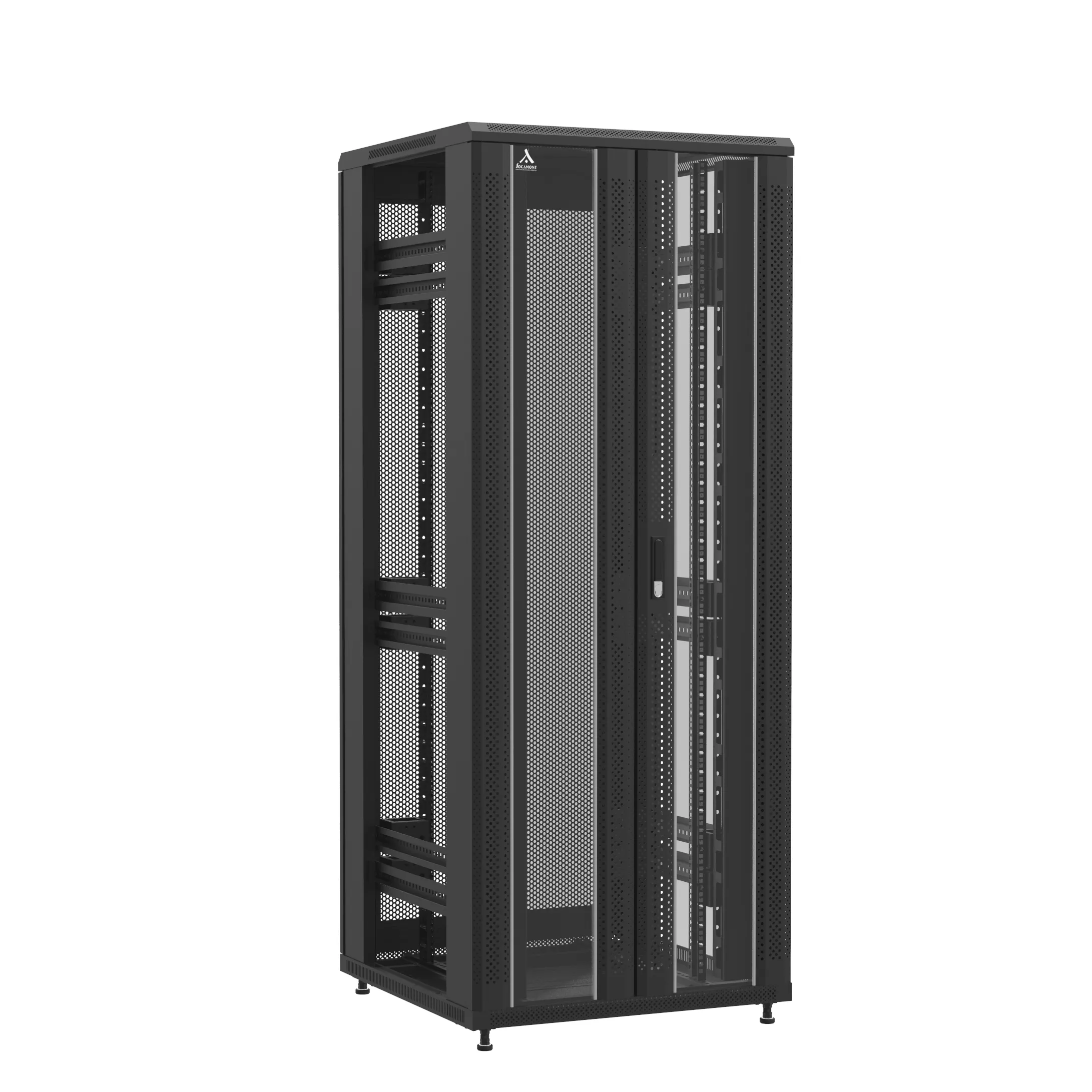 Baie montée Ligne 1200 42U 800x800mm, porte avant : Double Verre, porte arrière : Simple Nid d'Abeille, sans panneaux latéraux