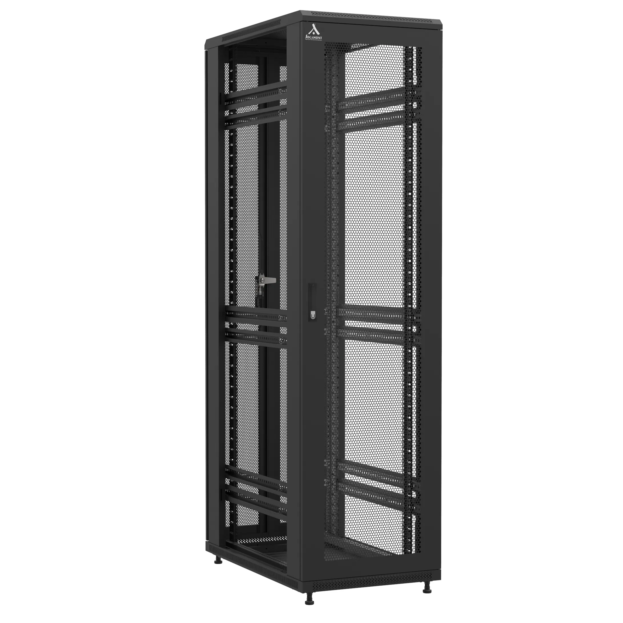 Baie en kit Ligne 1200 47U 600x1000mm, porte avant : Simple Nid d'Abeille, porte arrière : Double Nid d'Abeille, sans panneaux latéraux