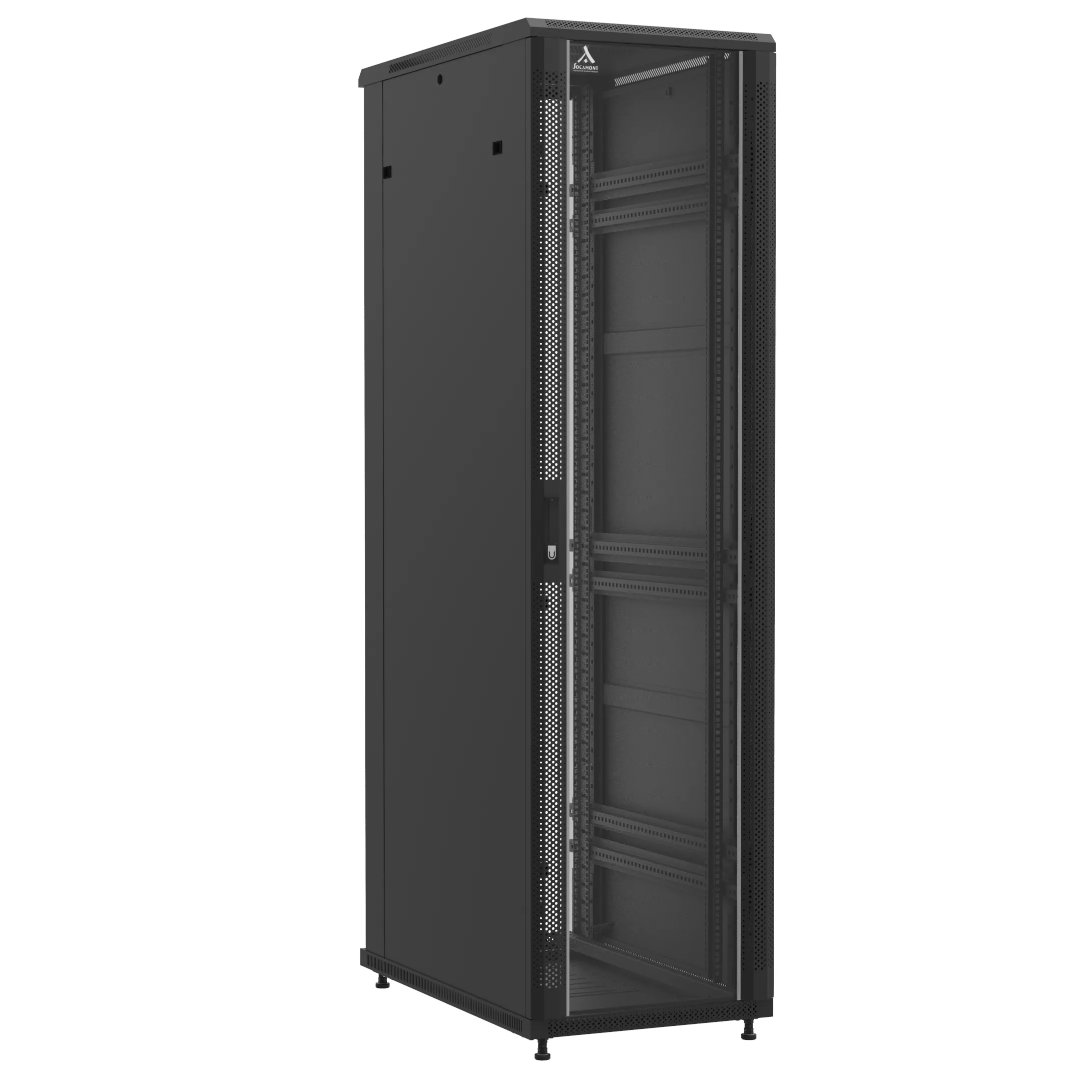 Baie en kit Ligne 1200 47U 600x1000mm, porte avant : Simple Verre, porte arrière : Sans Porte, avec panneaux latéraux