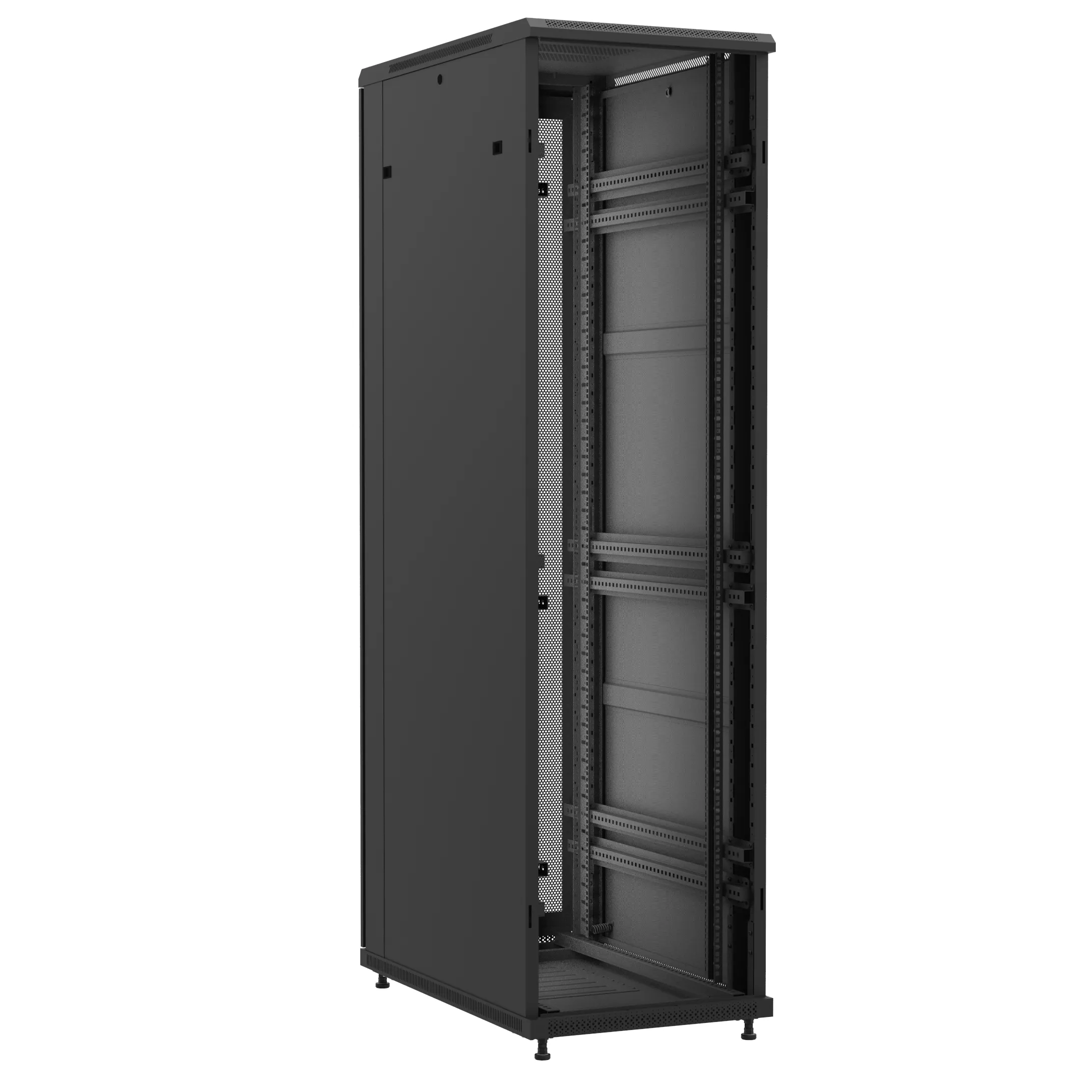 Baie en kit Ligne 1200 47U 600x1000mm, porte avant : Sans Porte, porte arrière : Double Nid d'Abeille, avec panneaux latéraux