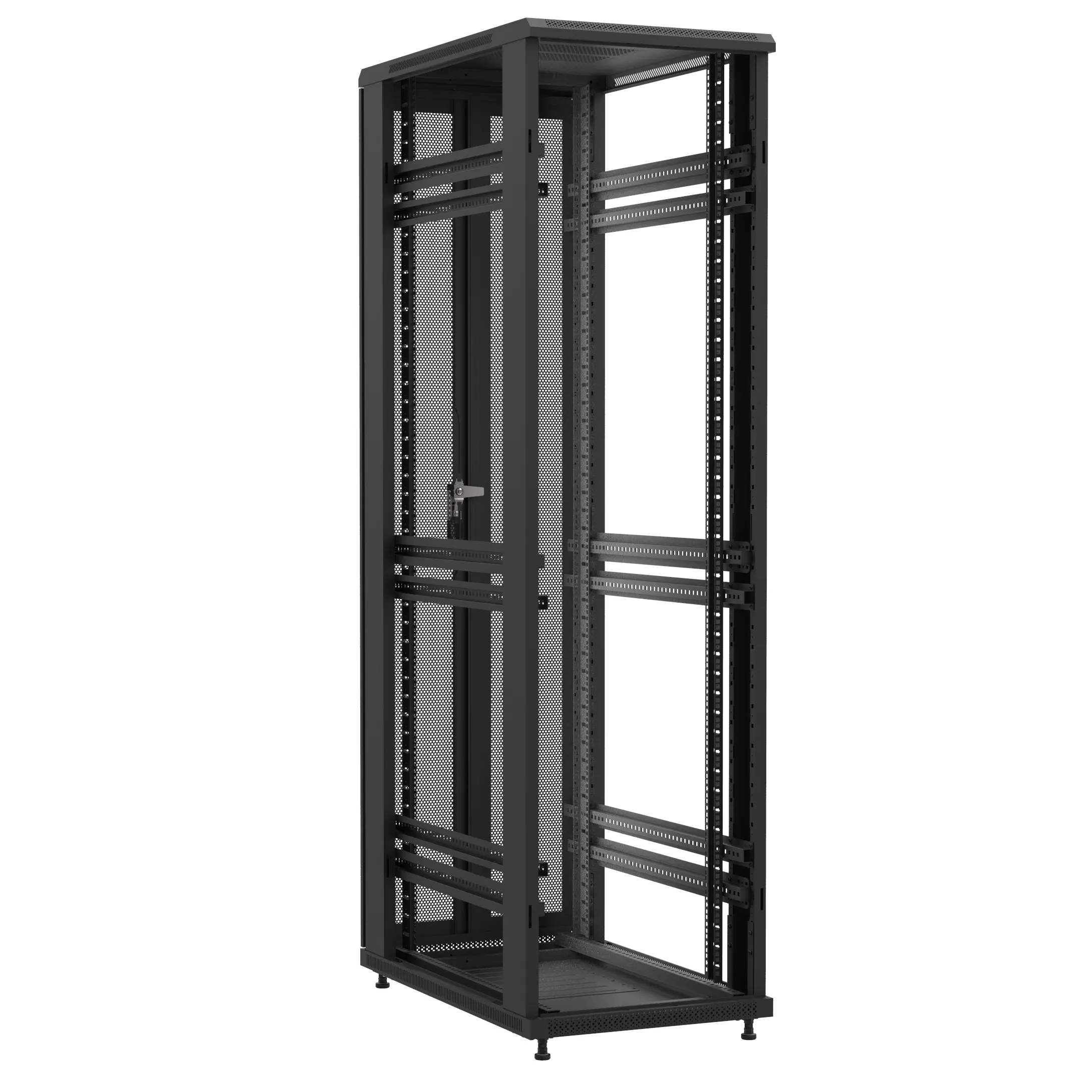 Baie en kit Ligne 1200 47U 600x1000mm, porte avant : Sans Porte, porte arrière : Double Nid d'Abeille, sans panneaux latéraux