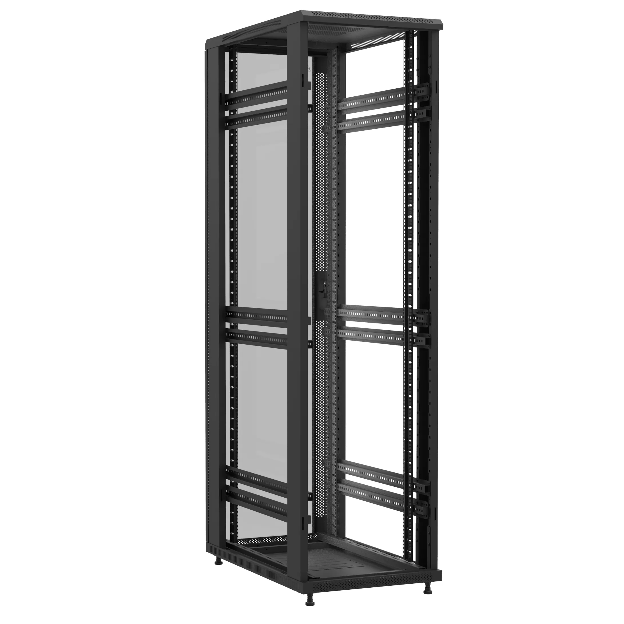 Baie en kit Ligne 1200 47U 600x1000mm, porte avant : Sans Porte, porte arrière : Simple Verre, sans panneaux latéraux