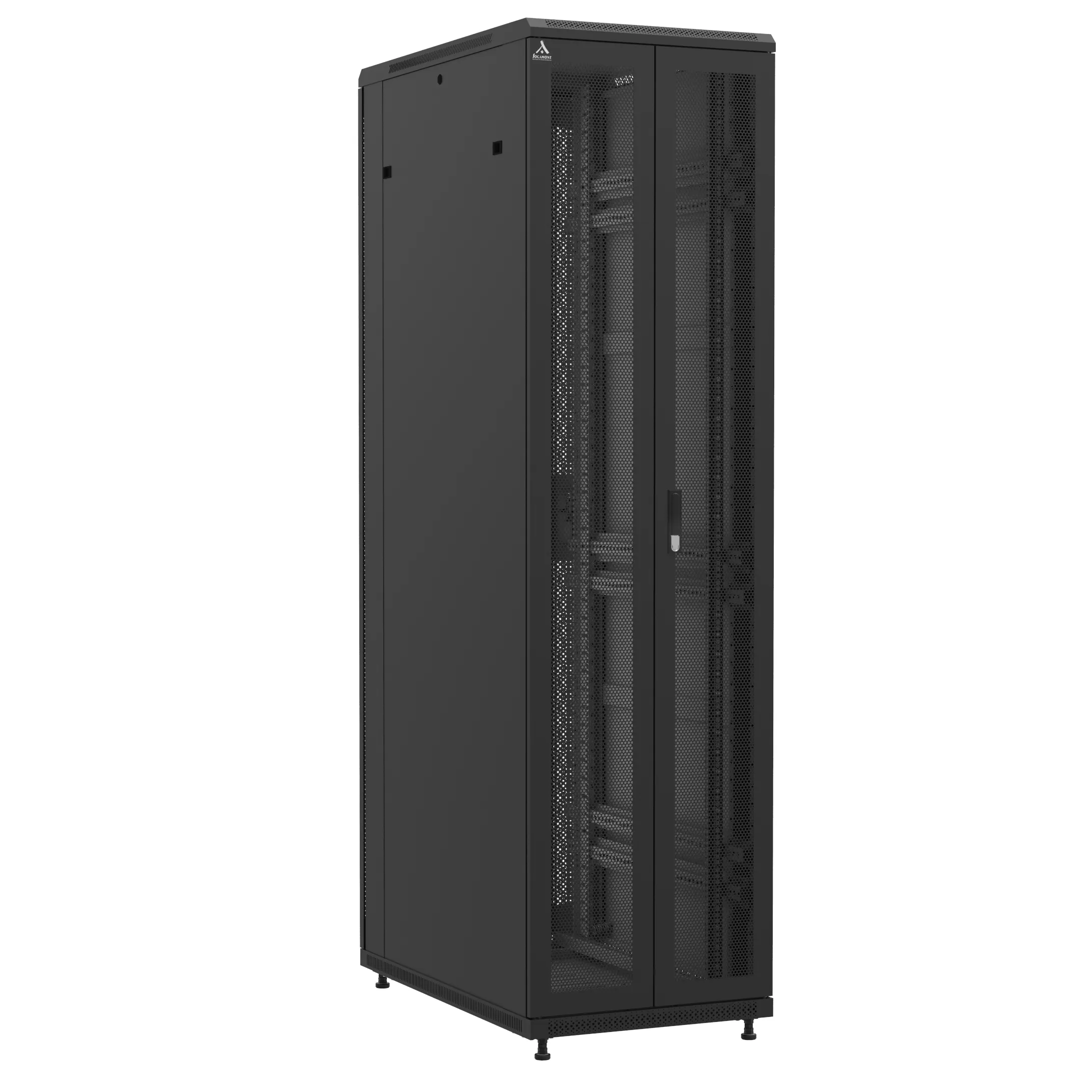 Baie montée Ligne 1200 47U 600x1000mm, porte avant : Double Nid d'Abeille, porte arrière : Simple Verre, avec panneaux latéraux