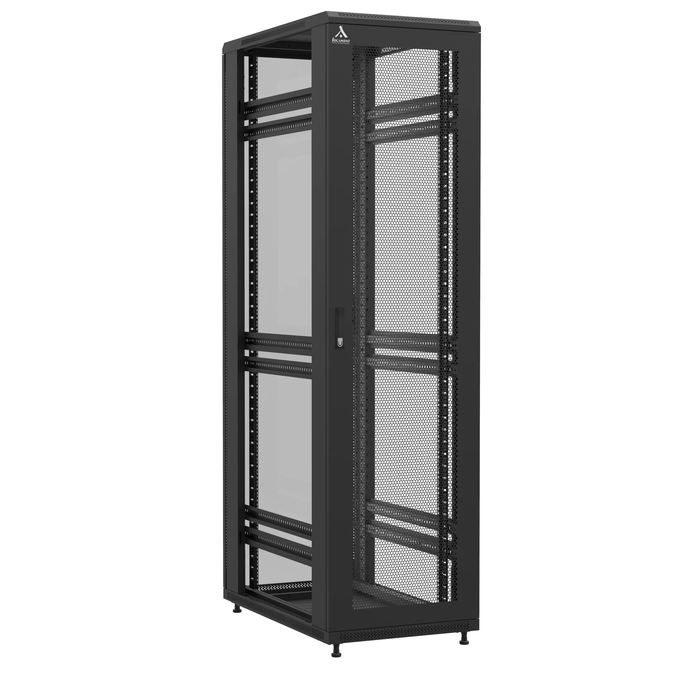 Baie montée Ligne 1200 47U 600x1000mm, porte avant : Simple Nid d'Abeille, porte arrière : Simple Verre, sans panneaux latéraux
