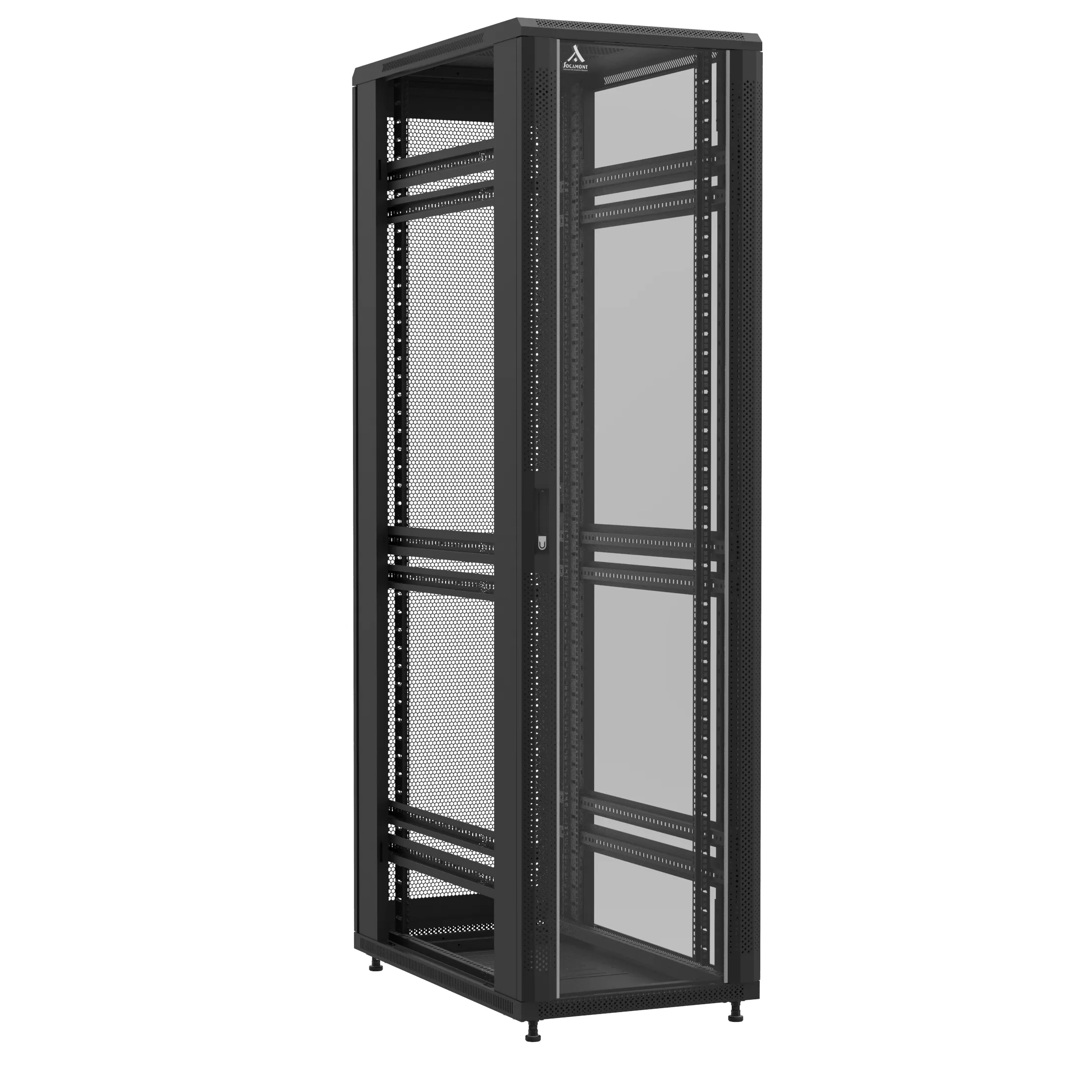 Baie montée Ligne 1200 47U 600x1000mm, porte avant : Simple Verre, porte arrière : Simple Nid d'Abeille, sans panneaux latéraux