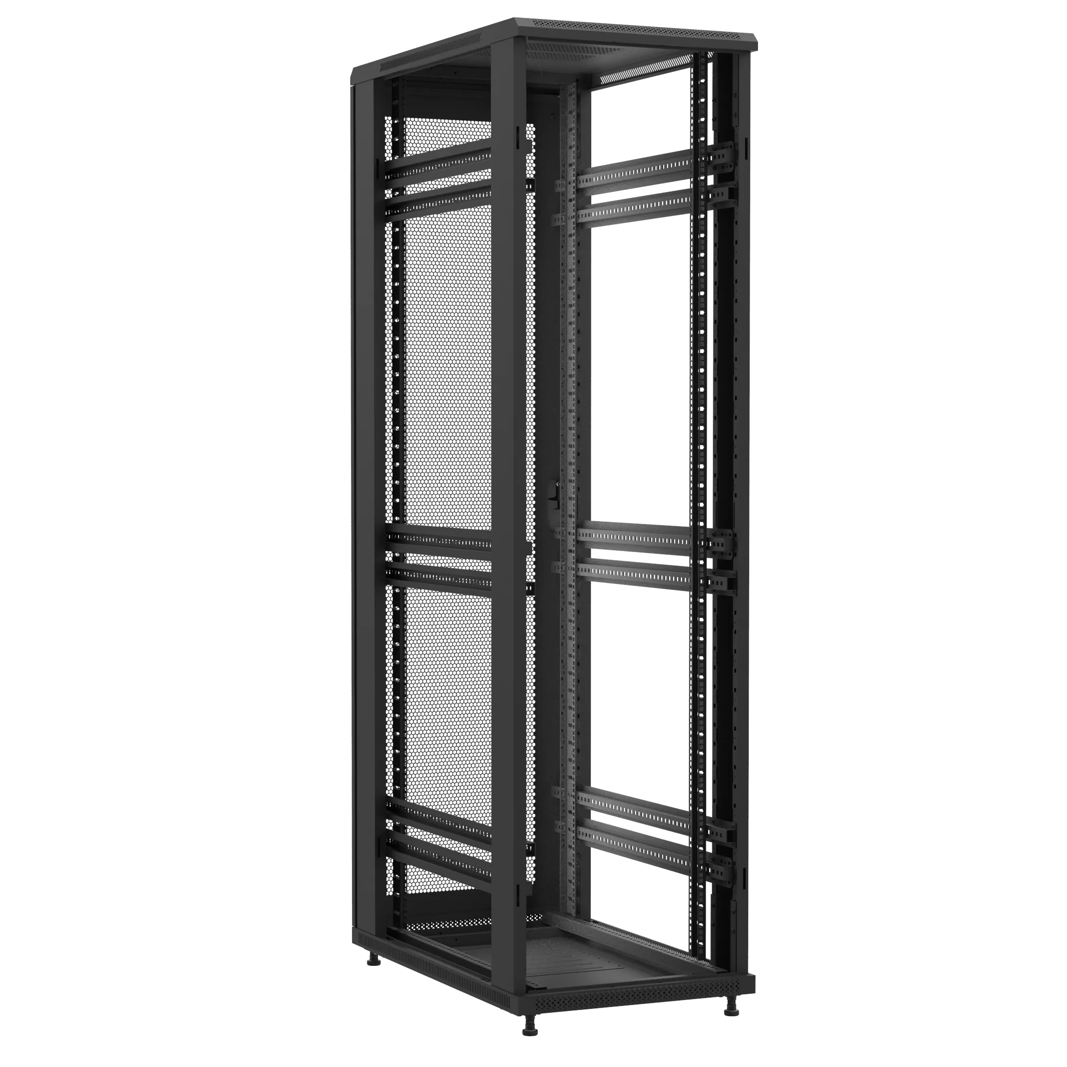 Baie montée Ligne 1200 47U 600x1000mm, porte avant : Sans Porte, porte arrière : Simple Nid d'Abeille, sans panneaux latéraux