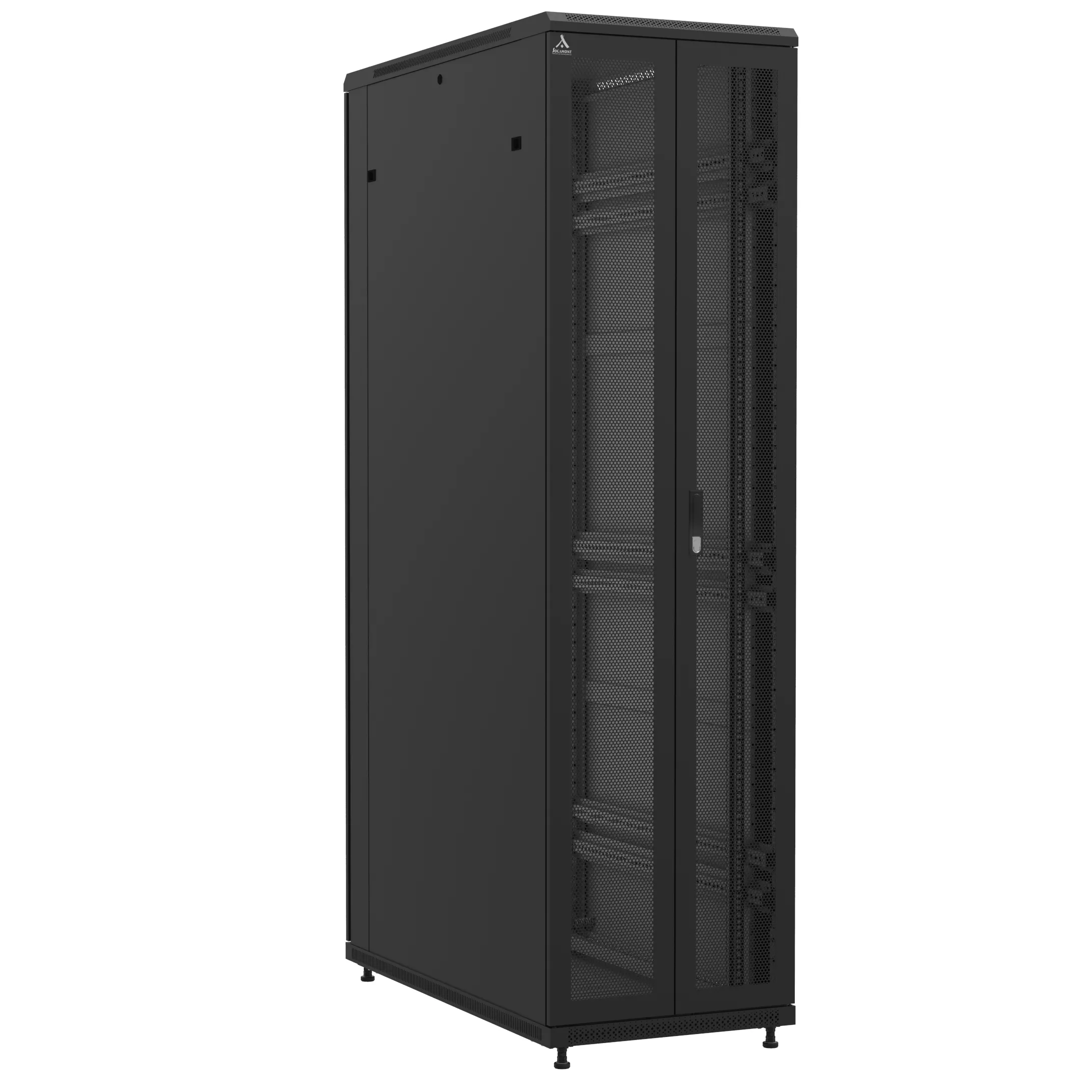 Baie en kit Ligne 1200 47U 600x1200mm, porte avant : Double Nid d'Abeille, porte arrière : Double Nid d'Abeille, avec panneaux latéraux