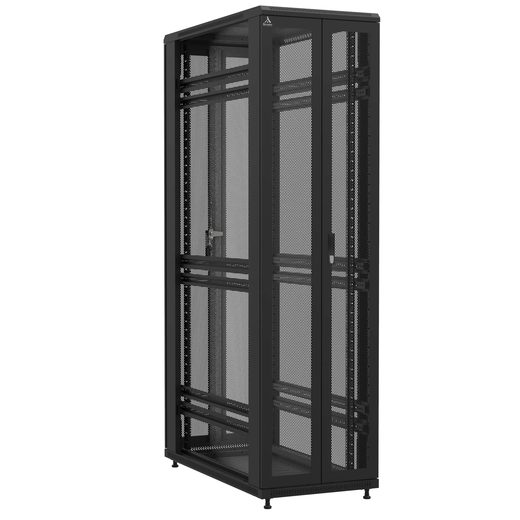 Baie en kit Ligne 1200 47U 600x1200mm, porte avant : Double Nid d'Abeille, porte arrière : Double Nid d'Abeille, sans panneaux latéraux