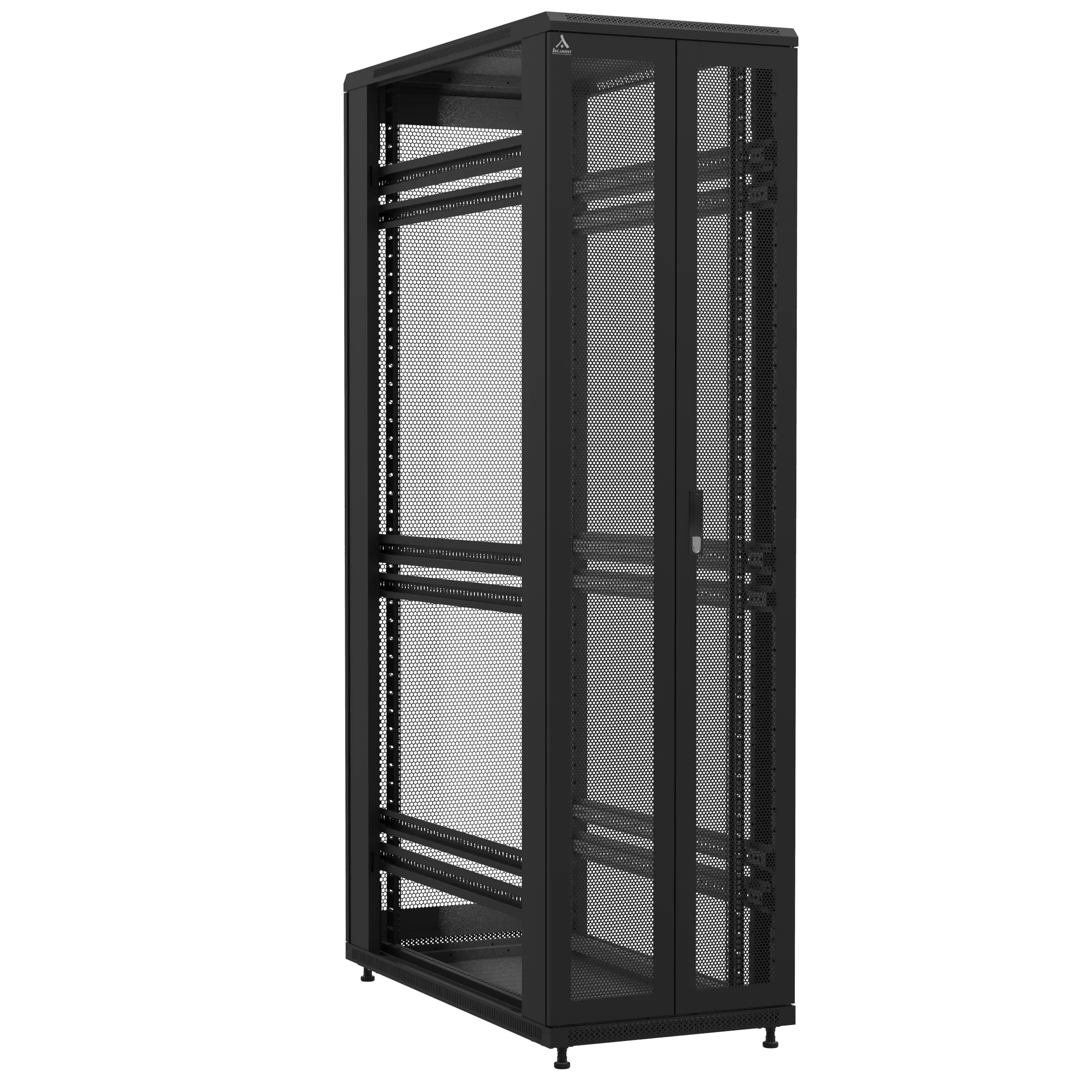 Baie en kit Ligne 1200 47U 600x1200mm, porte avant : Double Nid d'Abeille, porte arrière : Simple Nid d'Abeille, sans panneaux latéraux