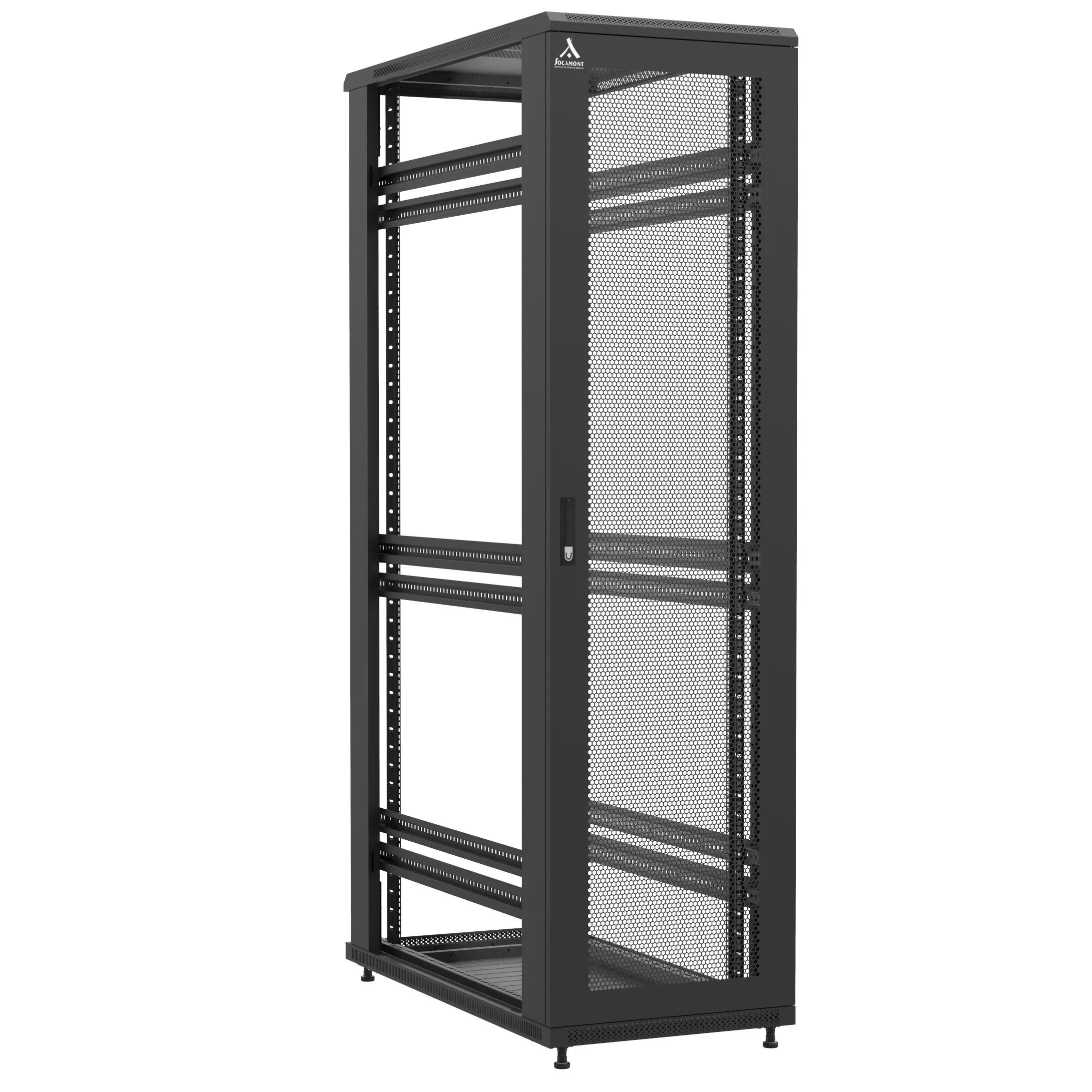 Baie en kit Ligne 1200 47U 600x1200mm, porte avant : Simple Nid d'Abeille, porte arrière : Sans Porte, sans panneaux latéraux