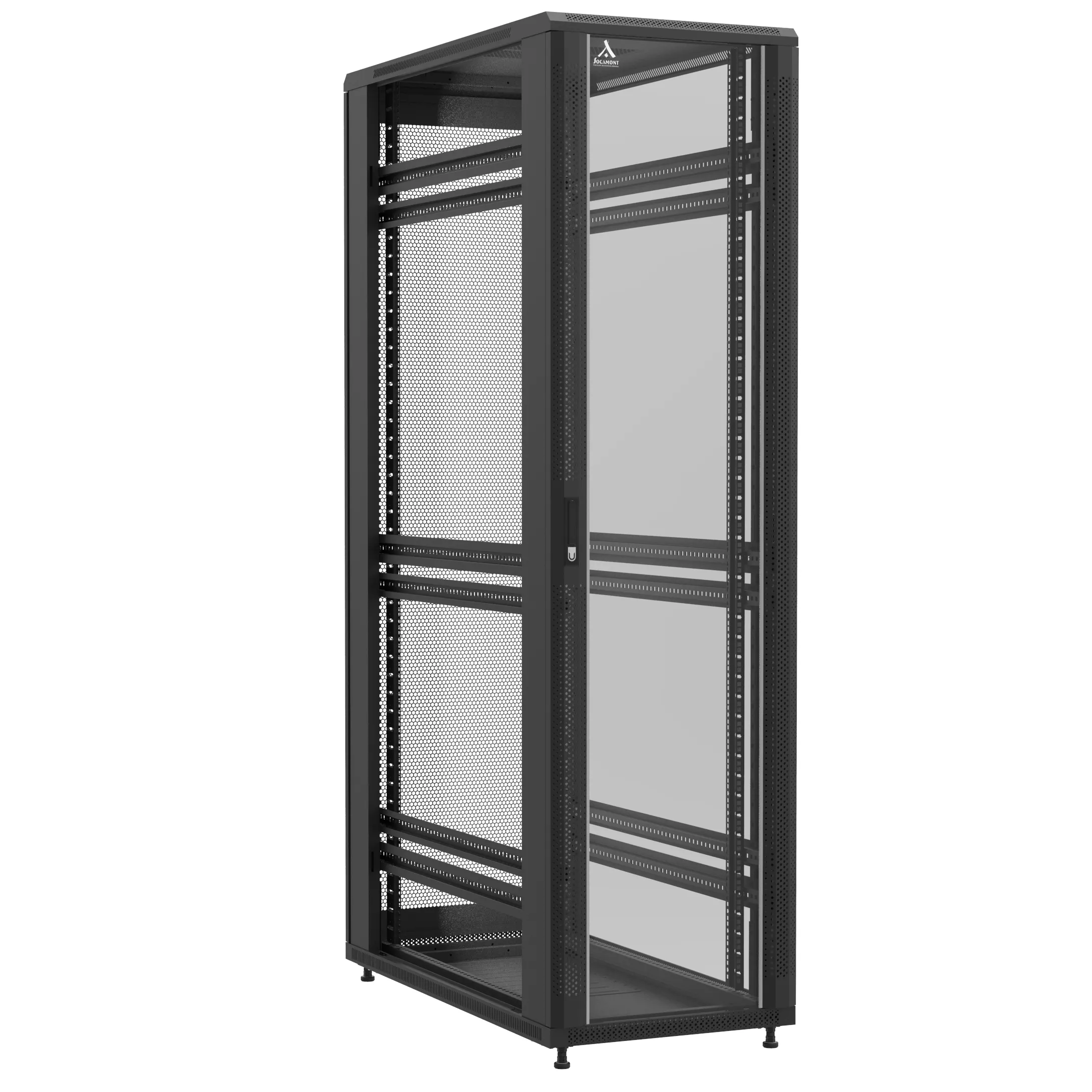 Baie en kit Ligne 1200 47U 600x1200mm, porte avant : Simple Verre, porte arrière : Simple Nid d'Abeille, sans panneaux latéraux