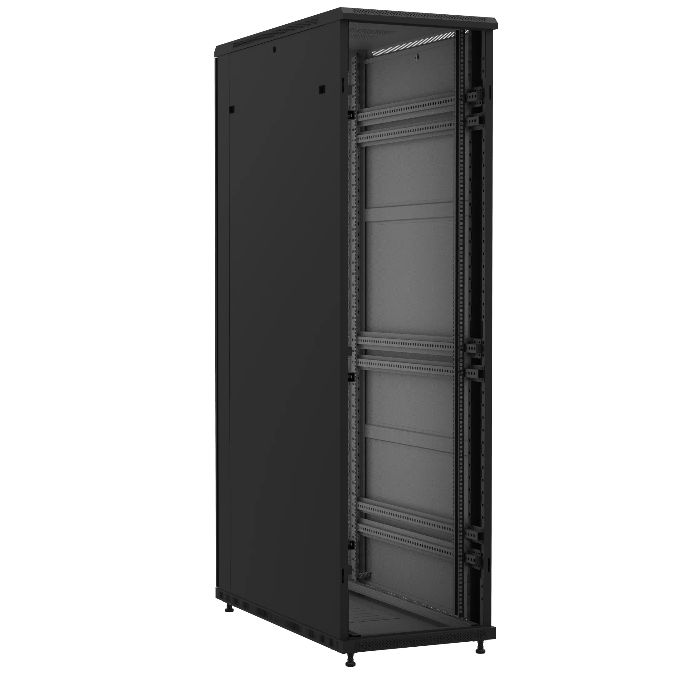 Baie en kit Ligne 1200 47U 600x1200mm, porte avant : Sans Porte, porte arrière : Double Nid d'Abeille, avec panneaux latéraux