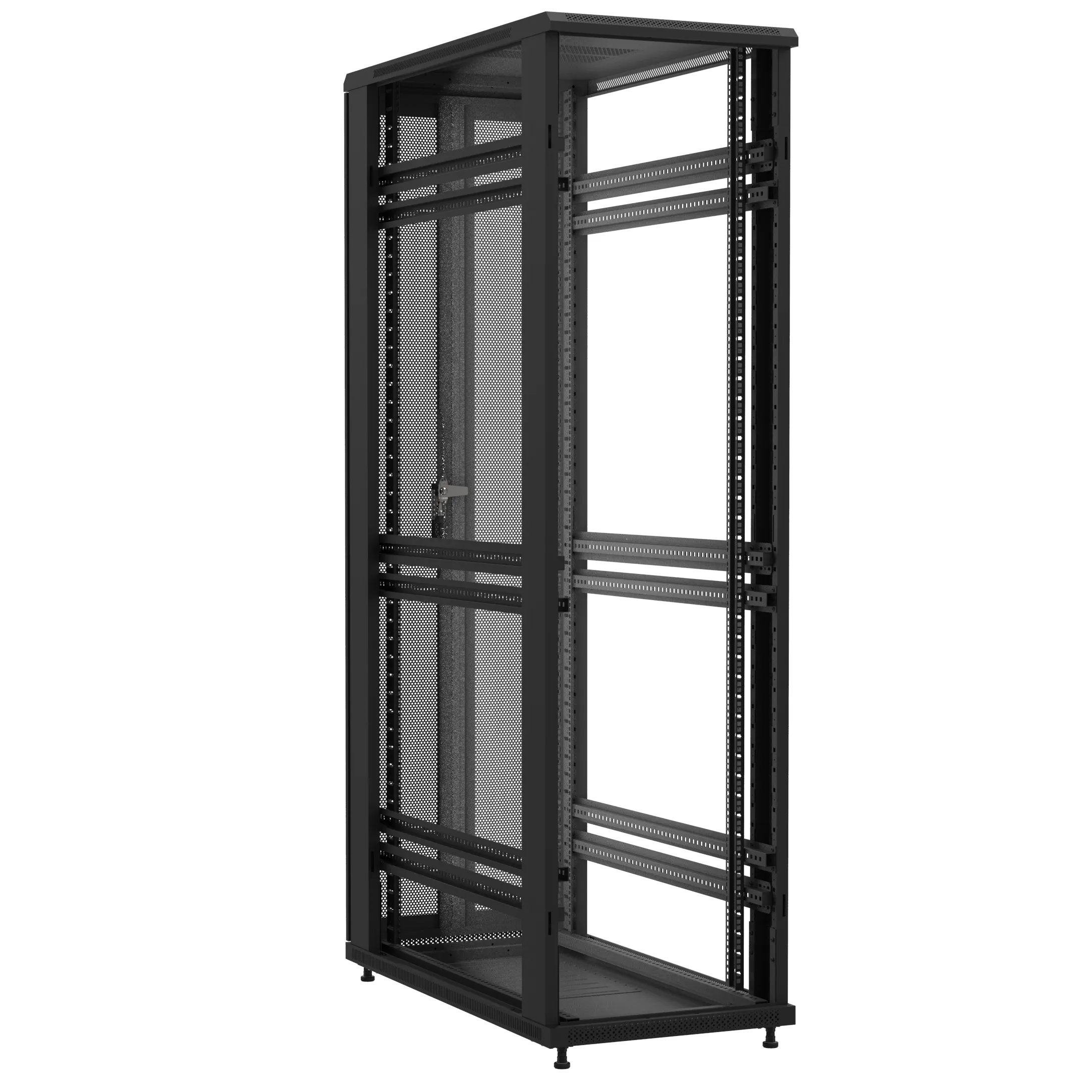 Baie en kit Ligne 1200 47U 600x1200mm, porte avant : Sans Porte, porte arrière : Double Nid d'Abeille, sans panneaux latéraux