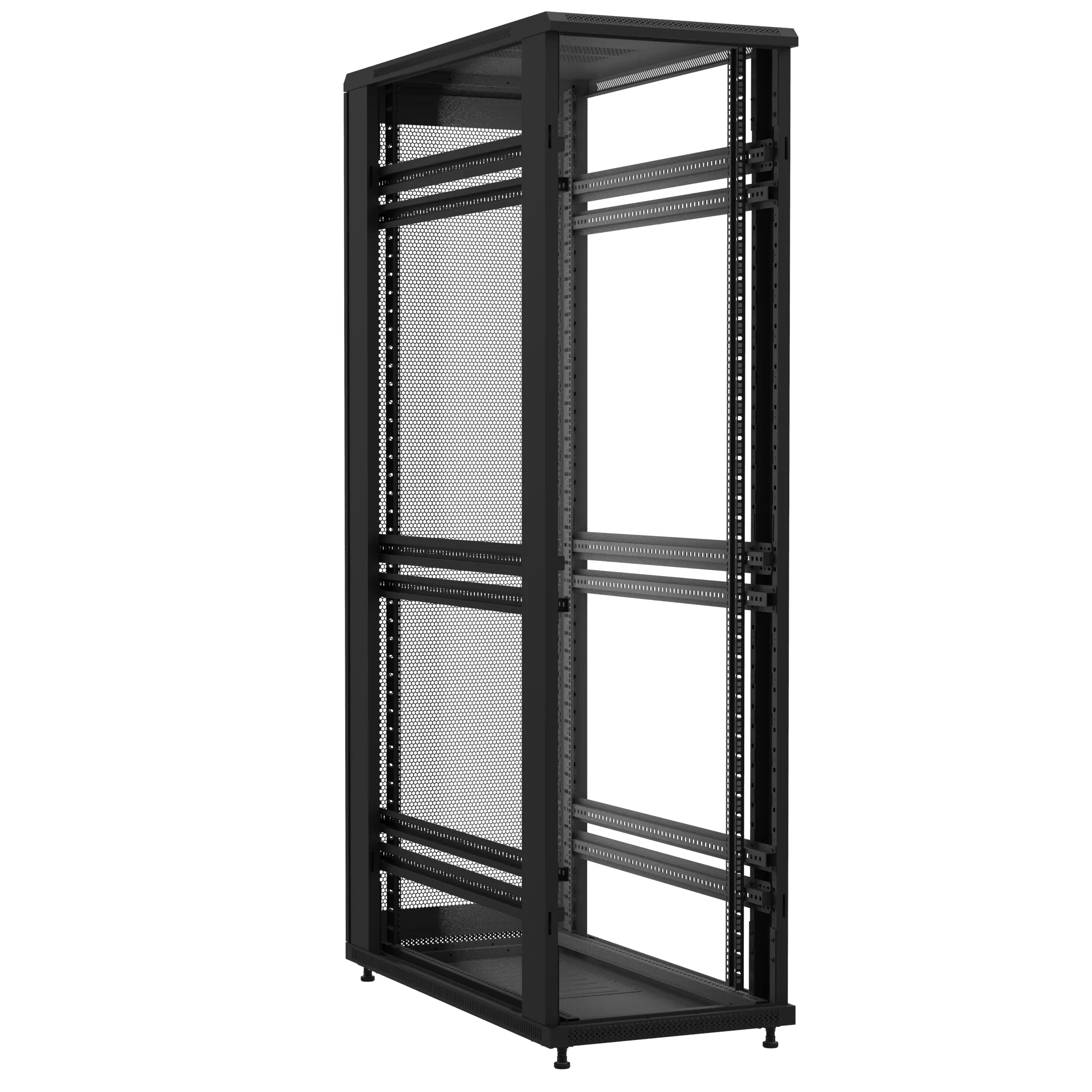 Baie en kit Ligne 1200 47U 600x1200mm, porte avant : Sans Porte, porte arrière : Simple Nid d'Abeille, sans panneaux latéraux