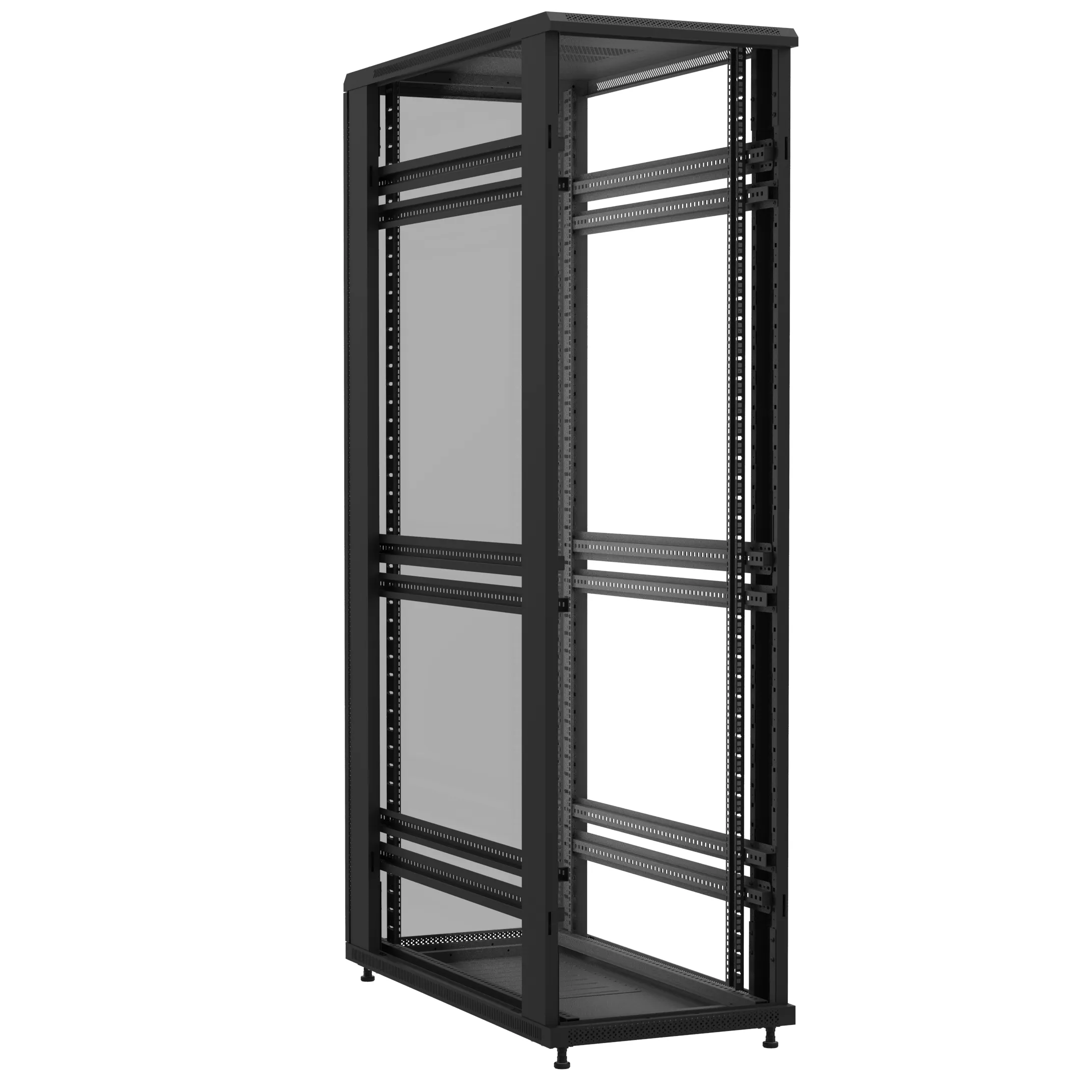 Baie en kit Ligne 1200 47U 600x1200mm, porte avant : Sans Porte, porte arrière : Simple Verre, sans panneaux latéraux