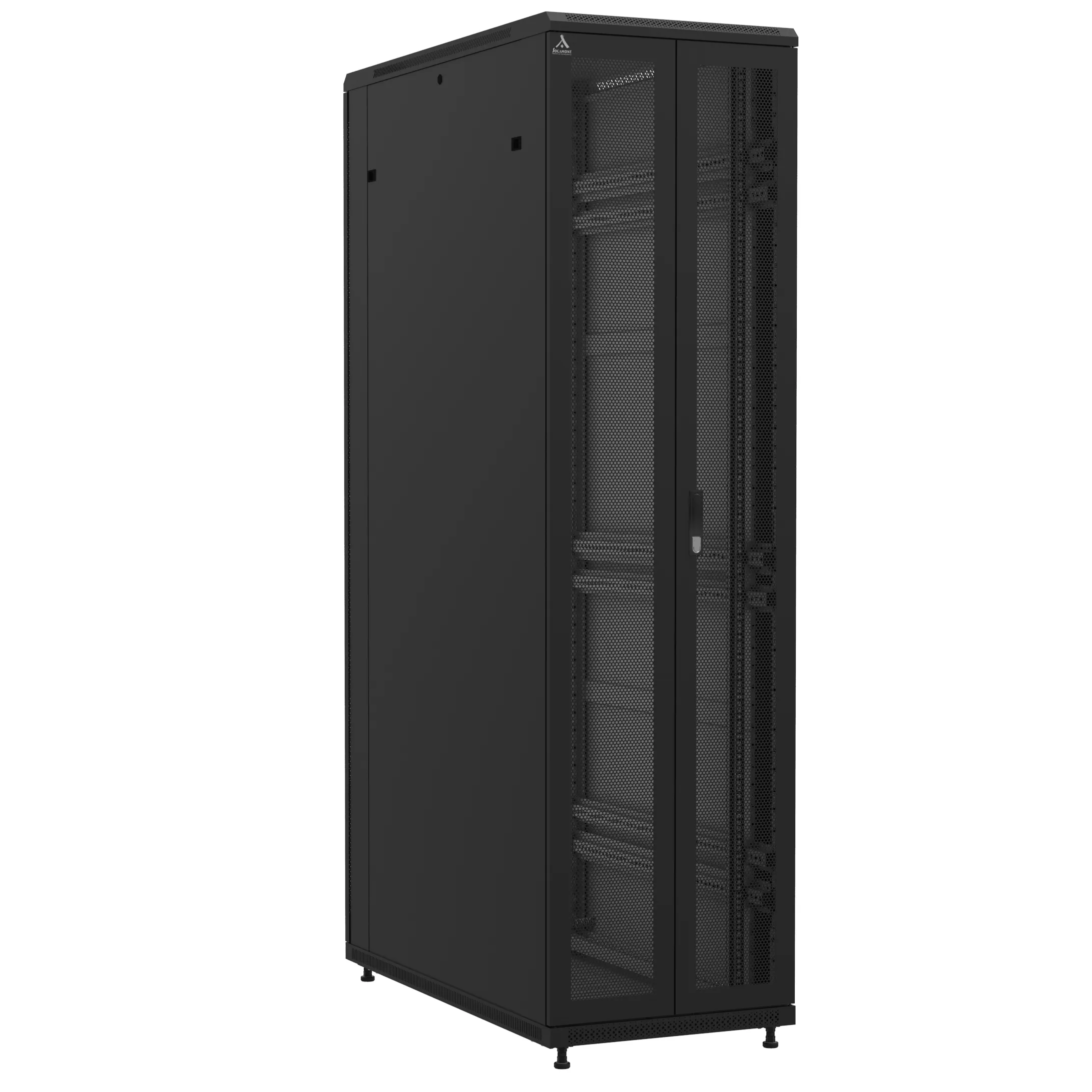 Baie montée Ligne 1200 47U 600x1200mm, porte avant : Double Nid d'Abeille, porte arrière : Simple Verre, avec panneaux latéraux