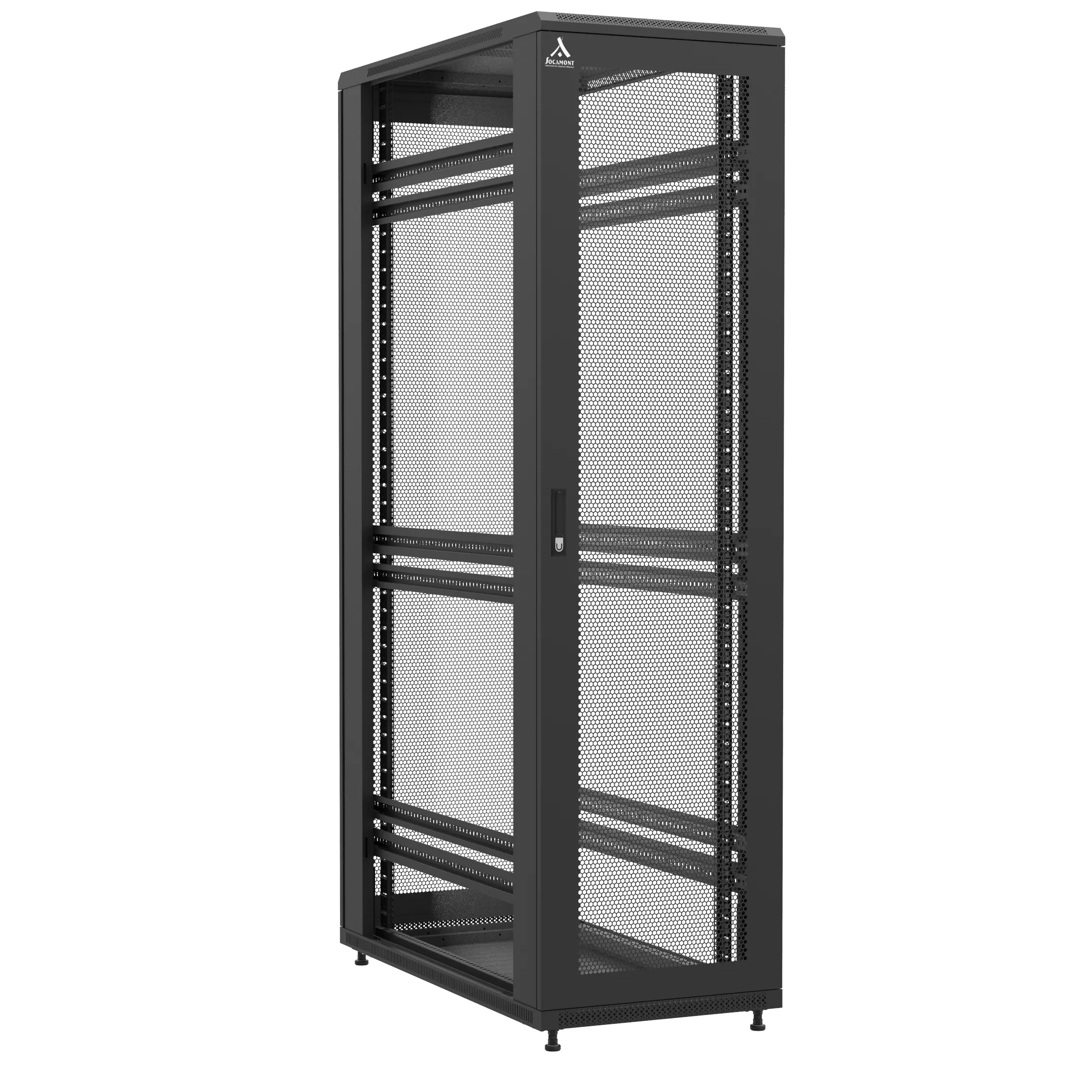 Baie montée Ligne 1200 47U 600x1200mm, porte avant : Simple Nid d'Abeille, porte arrière : Simple Nid d'Abeille, sans panneaux latéraux