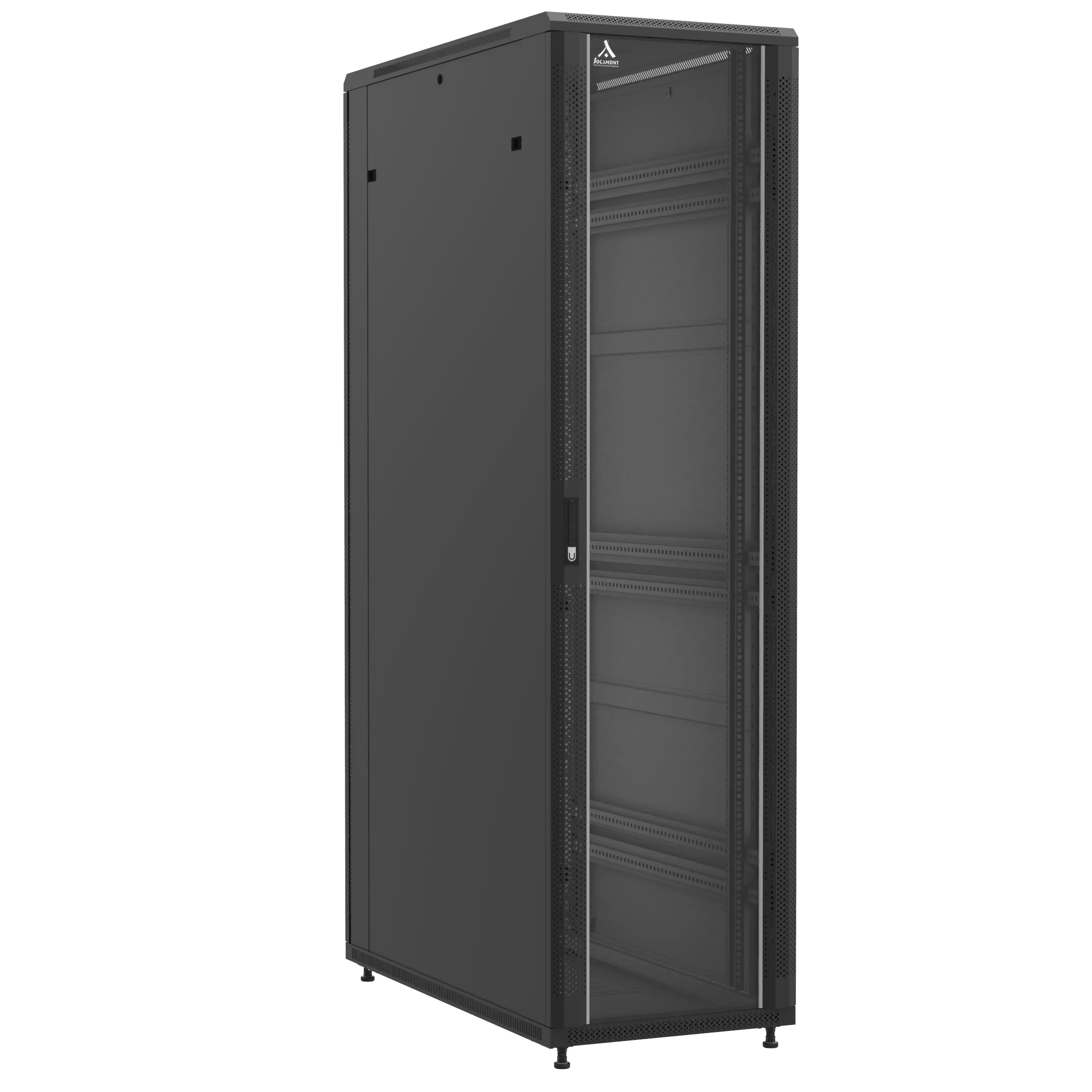 Baie montée Ligne 1200 47U 600x1200mm, porte avant : Simple Verre, porte arrière : Simple Verre, avec panneaux latéraux