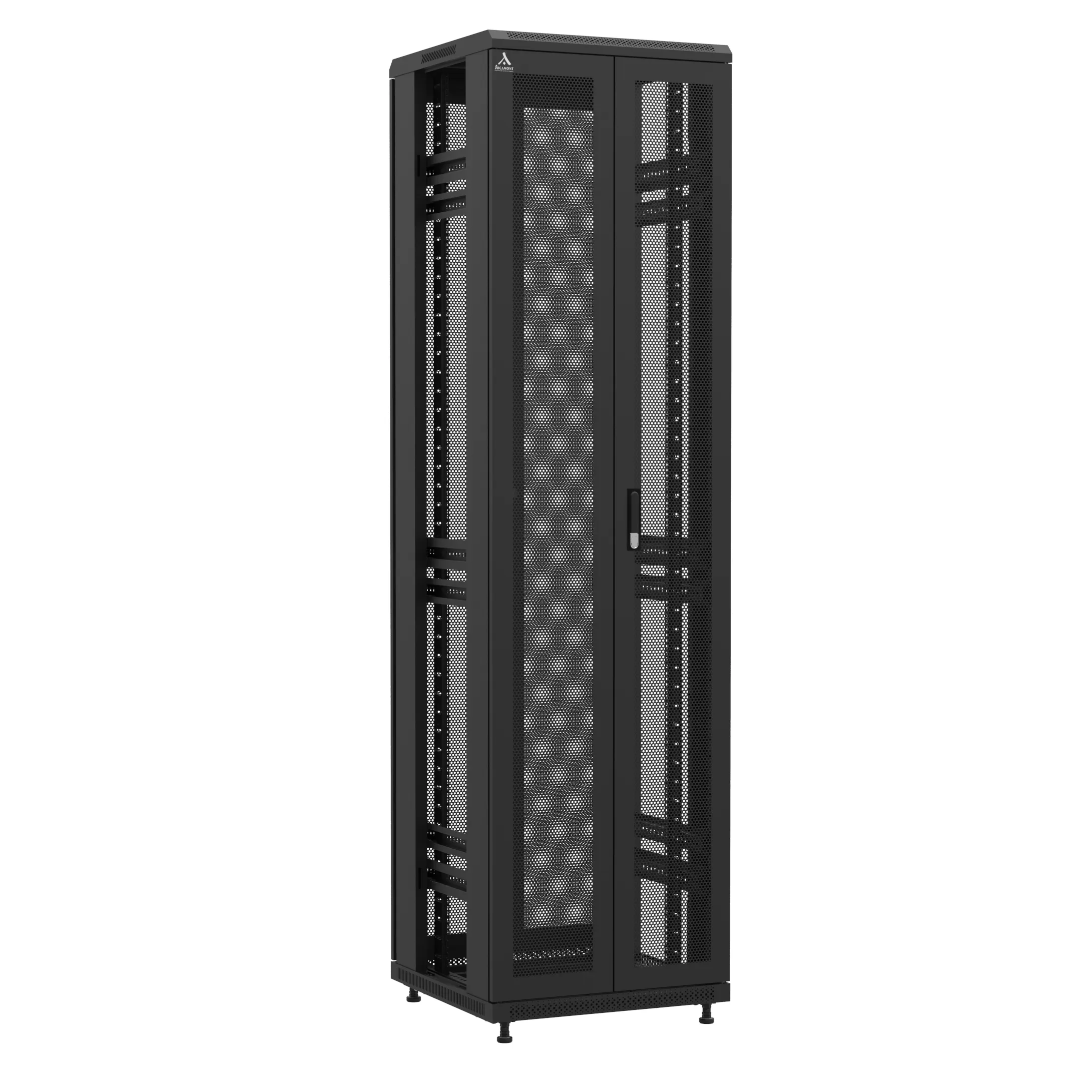 Baie en kit Ligne 1200 47U 600x600mm, porte avant : Double Nid d'Abeille, porte arrière : Double Nid d'Abeille, sans panneaux latéraux