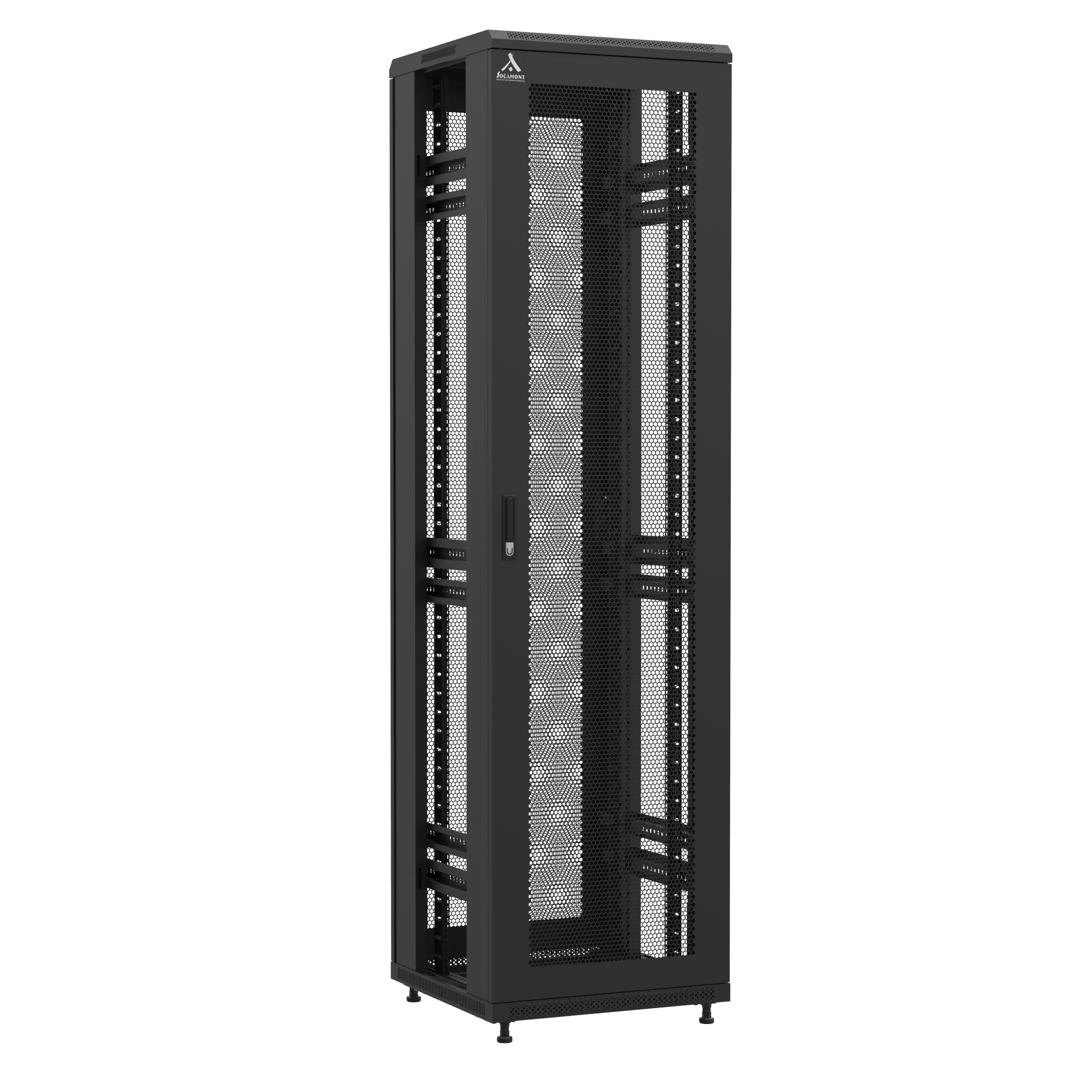 Baie en kit Ligne 1200 47U 600x600mm, porte avant : Simple Nid d'Abeille, porte arrière : Simple Nid d'Abeille, sans panneaux latéraux