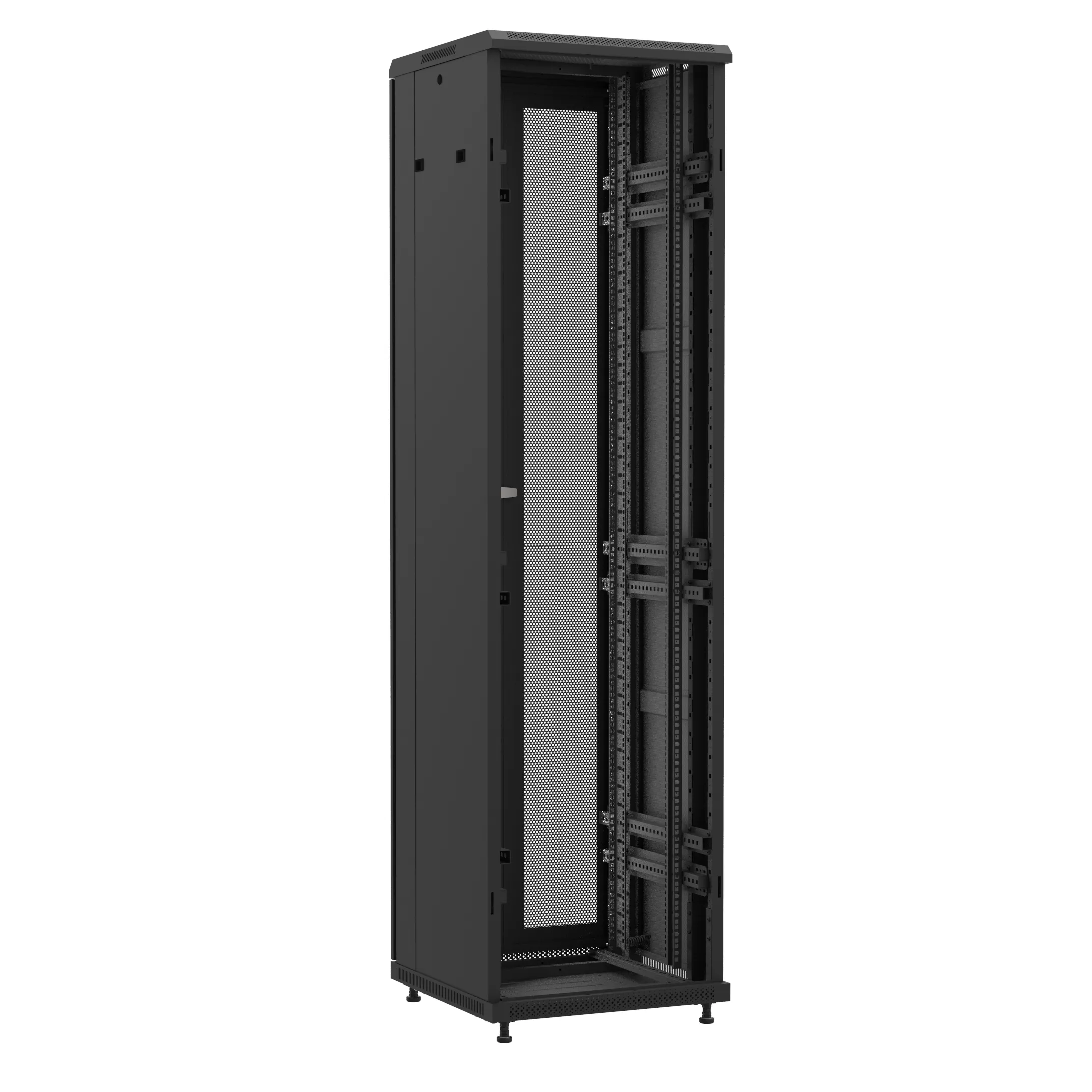 Baie en kit Ligne 1200 47U 600x600mm, porte avant : Sans Porte, porte arrière : Double Nid d'Abeille, avec panneaux latéraux