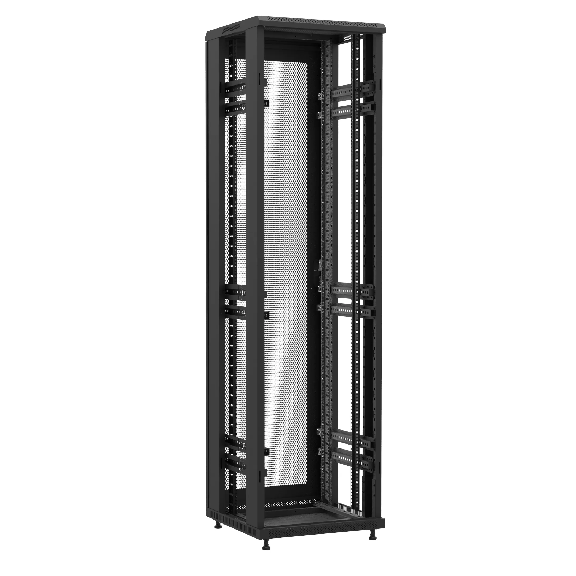 Baie en kit Ligne 1200 47U 600x600mm, porte avant : Sans Porte, porte arrière : Simple Nid d'Abeille, sans panneaux latéraux