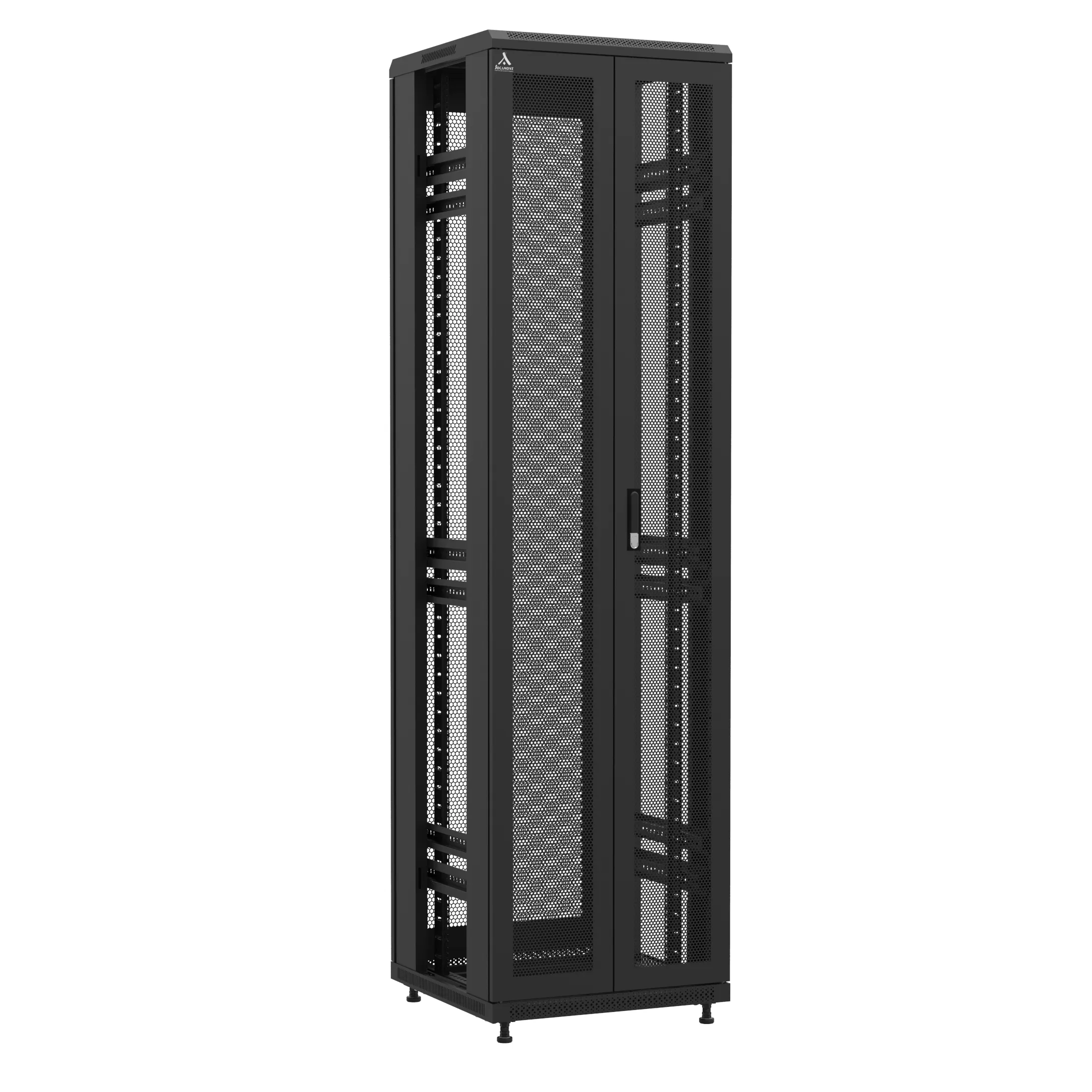 Baie montée Ligne 1200 47U 600x600mm, porte avant : Double Nid d'Abeille, porte arrière : Simple Nid d'Abeille, sans panneaux latéraux