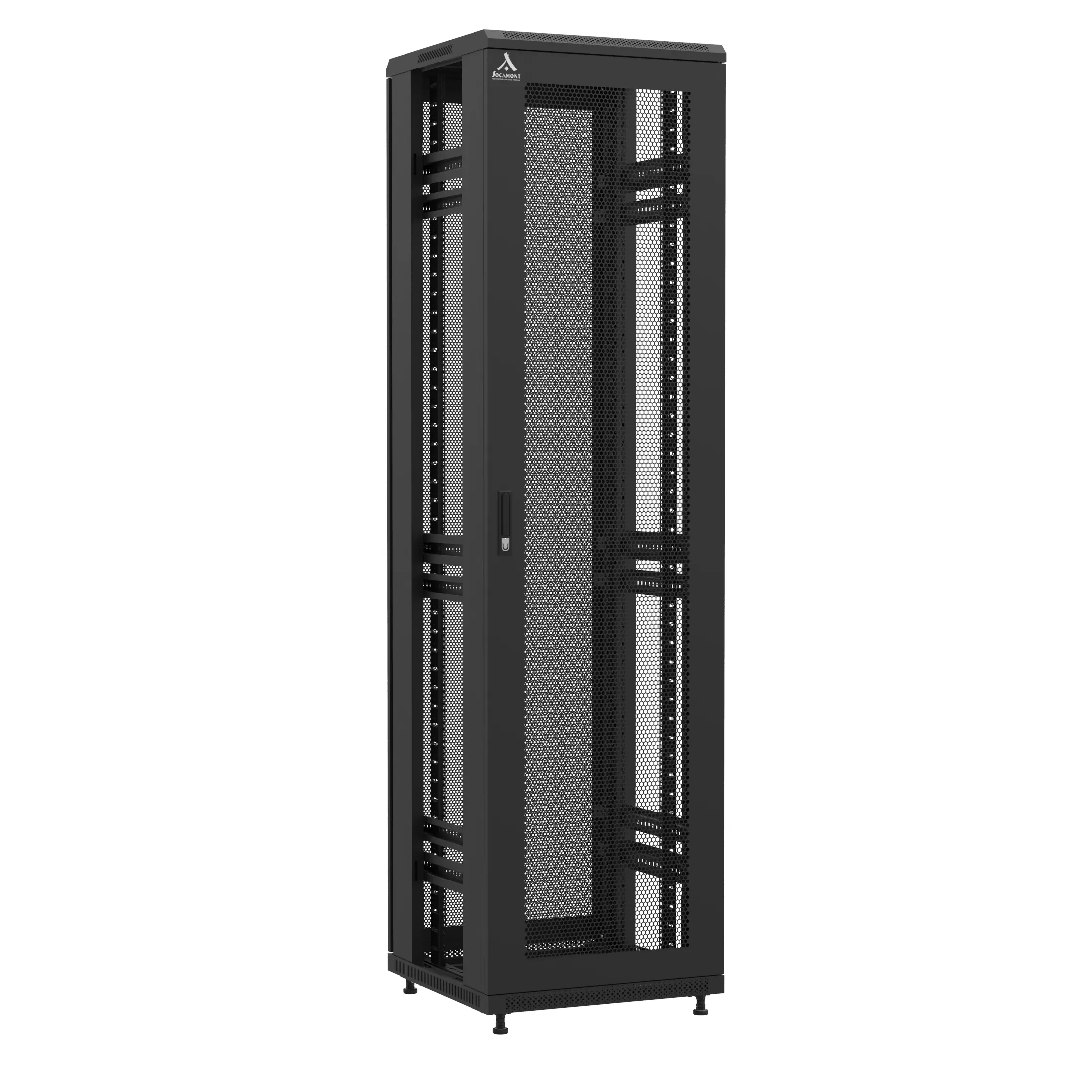 Baie montée Ligne 1200 47U 600x600mm, porte avant : Simple Nid d'Abeille, porte arrière : Double Nid d'Abeille, sans panneaux latéraux