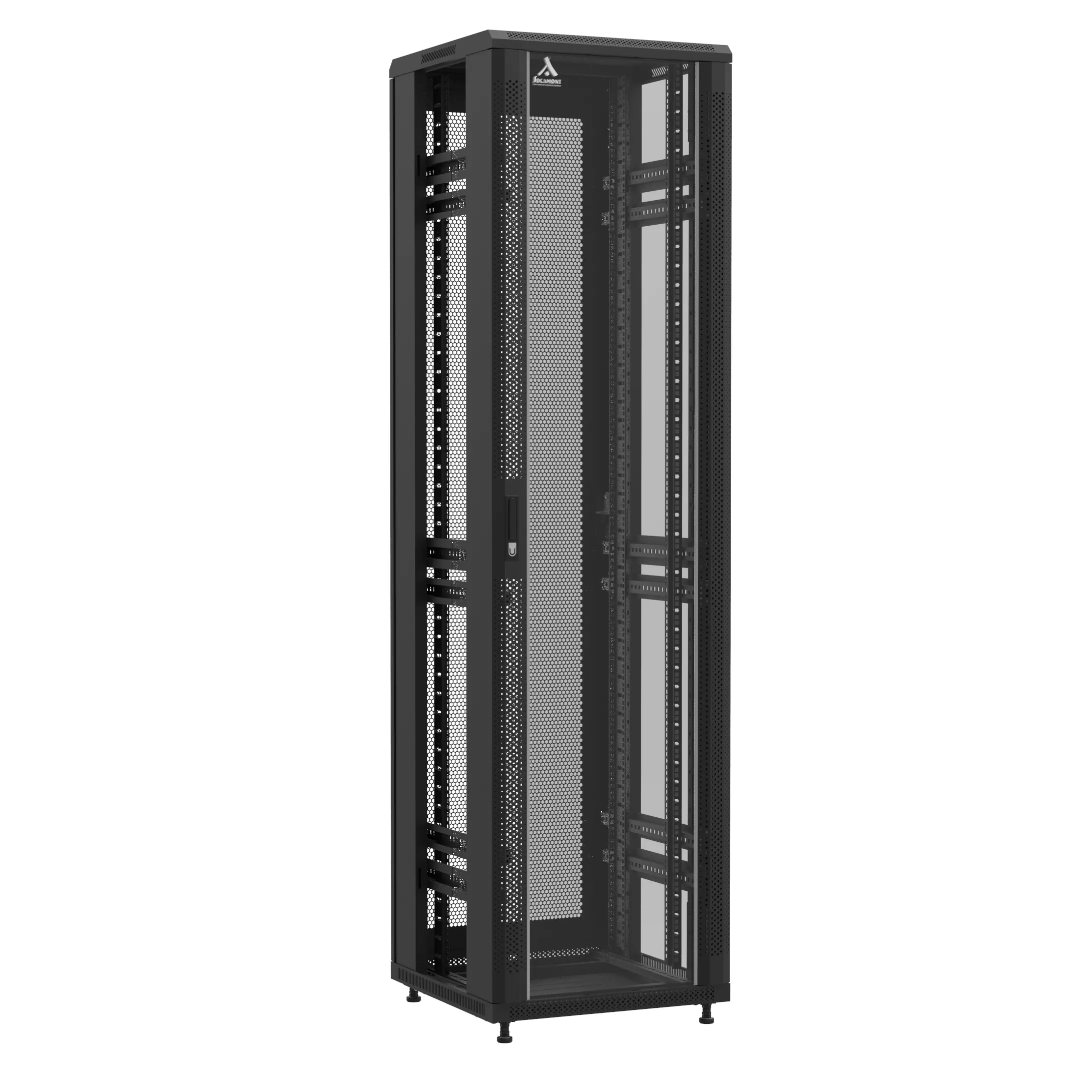 Baie montée Ligne 1200 47U 600x600mm, porte avant : Simple Verre, porte arrière : Simple Nid d'Abeille, sans panneaux latéraux